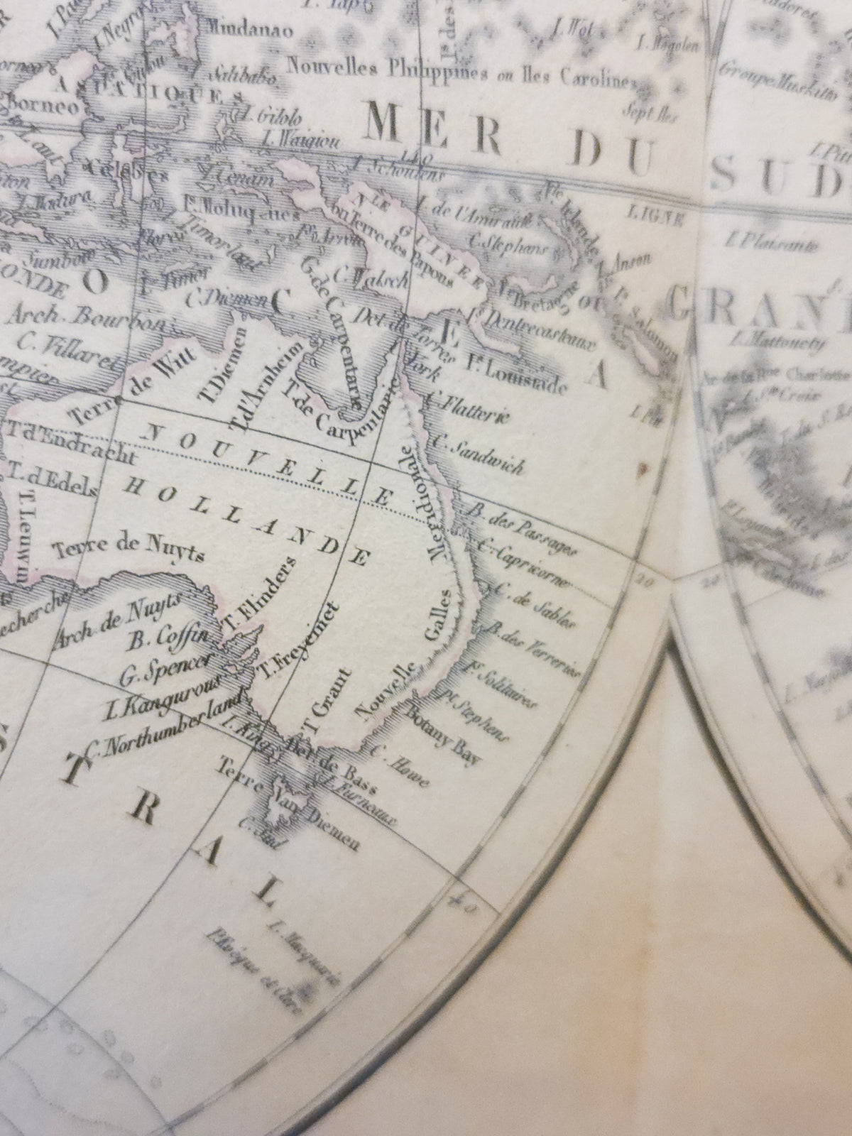 Antique Hand-Colored World Map by Pierre Lapie, 1816