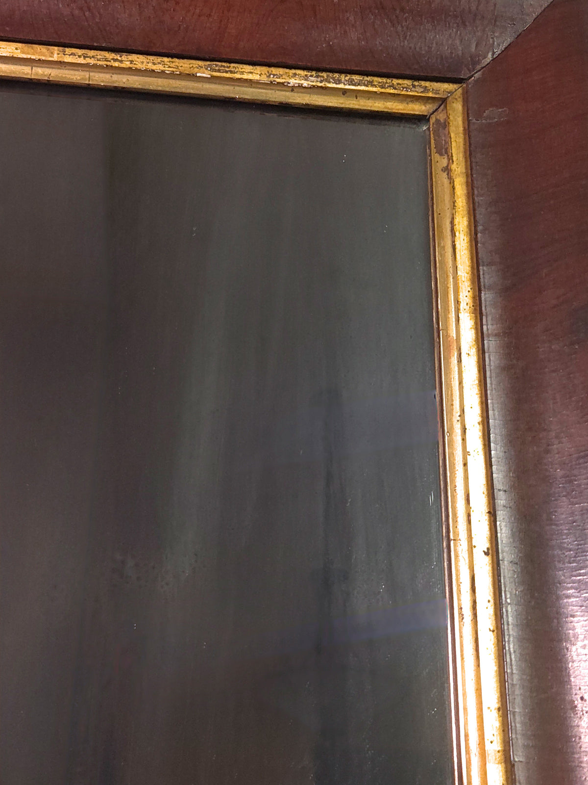 Antique Early 19th Century American Empire Mahogany Wall Mirror with Gesso & Gilt Decoration