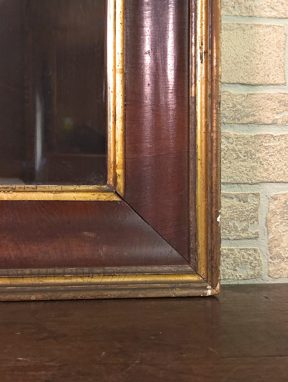 Antique Early 19th Century American Empire Mahogany Wall Mirror with Gesso & Gilt Decoration