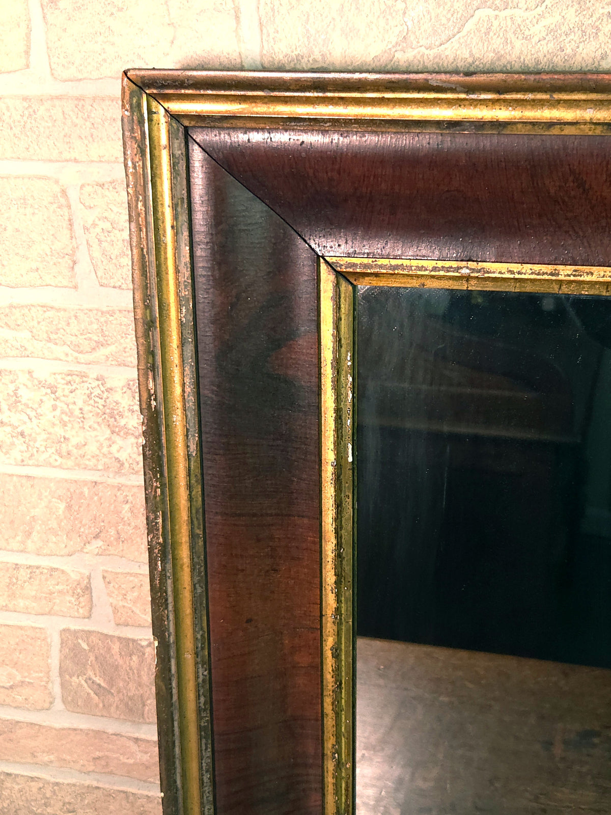 Antique Early 19th Century American Empire Mahogany Wall Mirror with Gesso & Gilt Decoration