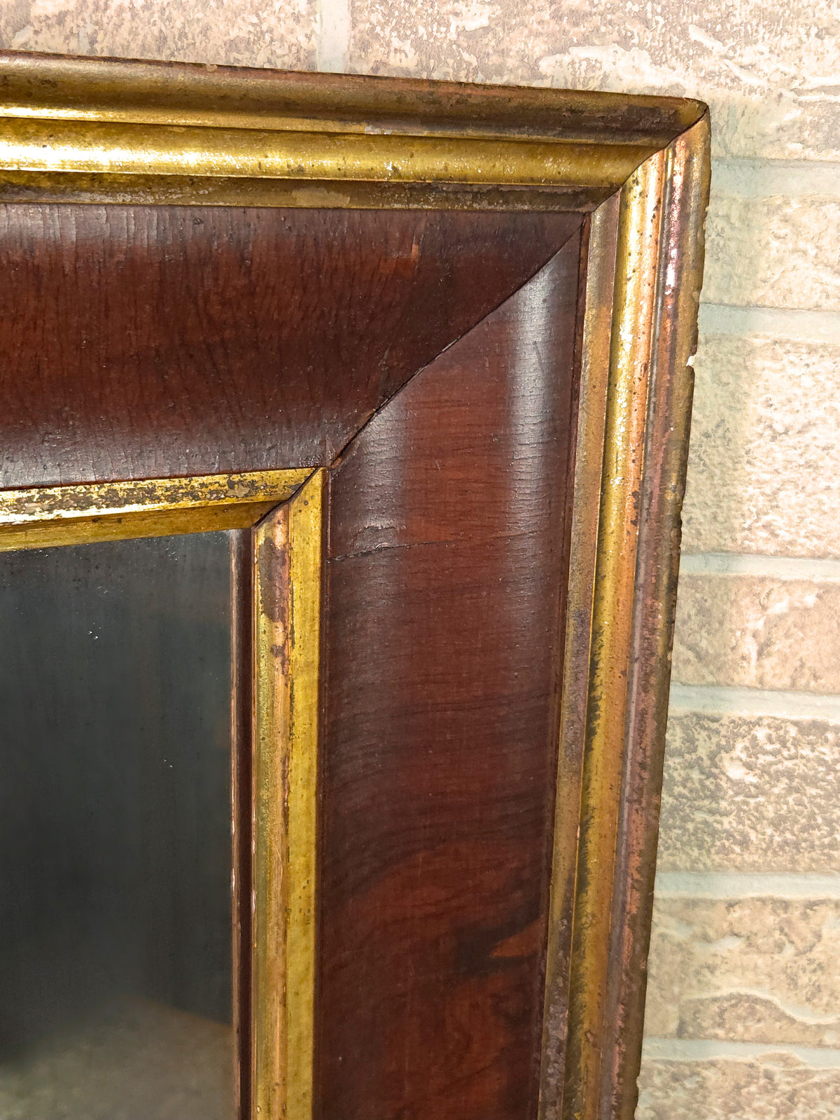 Antique Early 19th Century American Empire Mahogany Wall Mirror with Gesso & Gilt Decoration