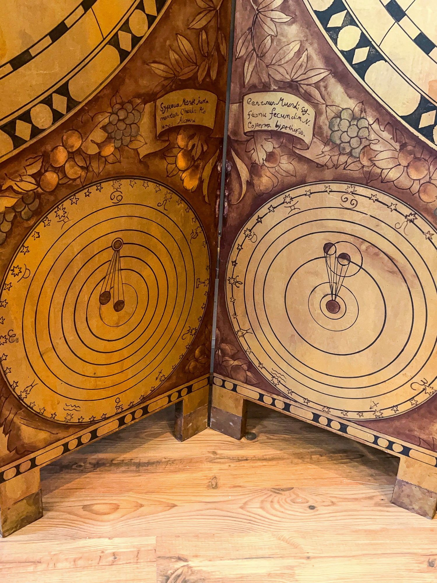 Monumental Mid 20th Century 6 Panel Room Divider, Screen, Hand Decorated Polus Arcticus, Antarcticus Atlas.
