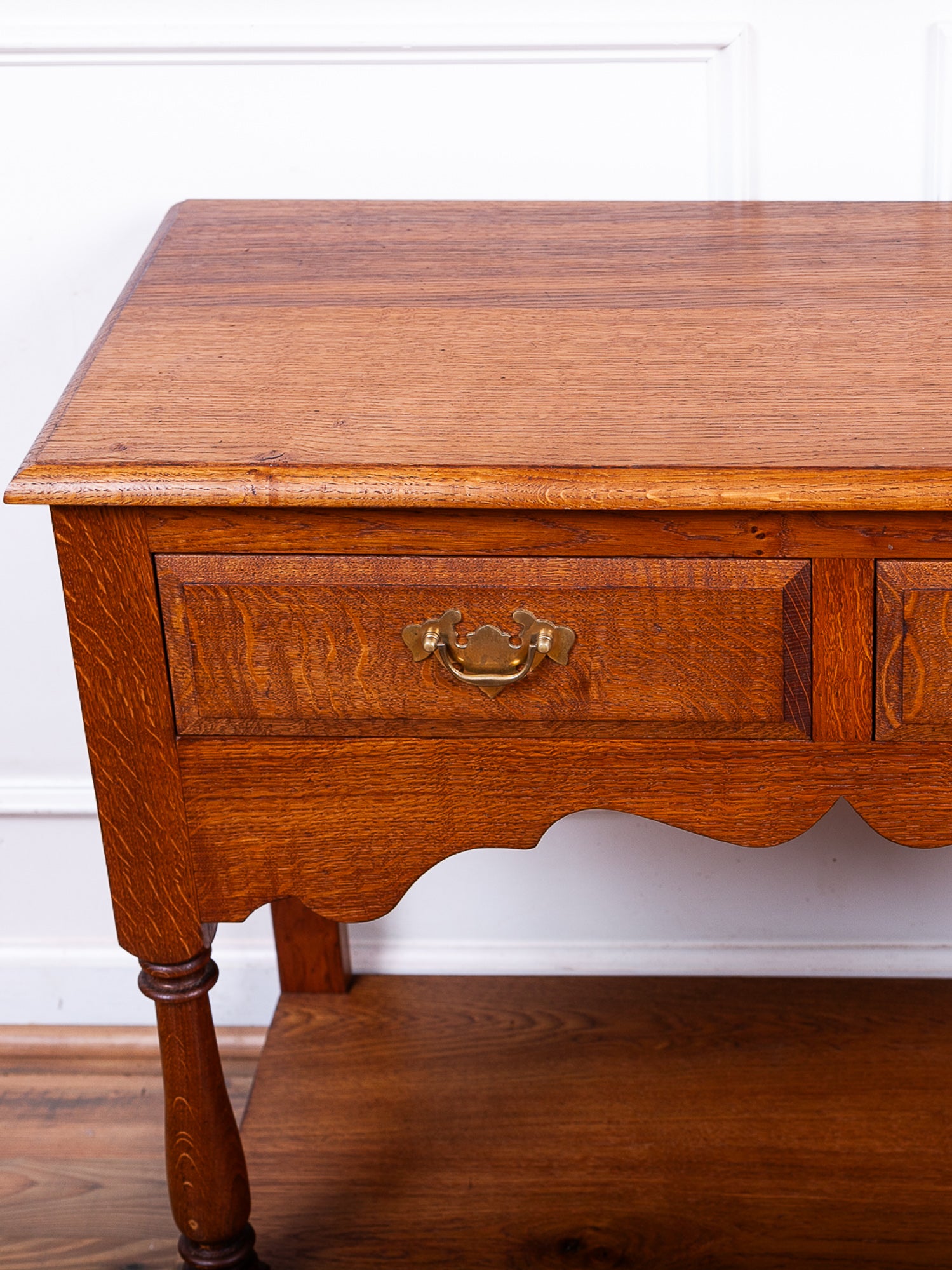 English Oak Server / Sideboard Table with Two Drawers