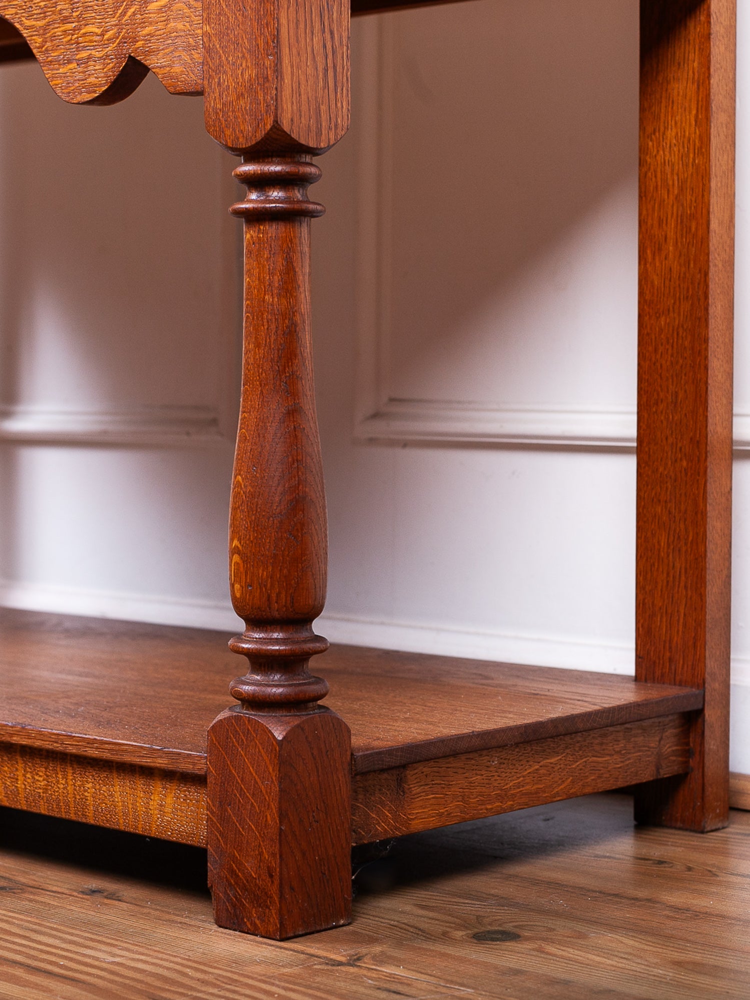 English Oak Server / Sideboard Table with Two Drawers