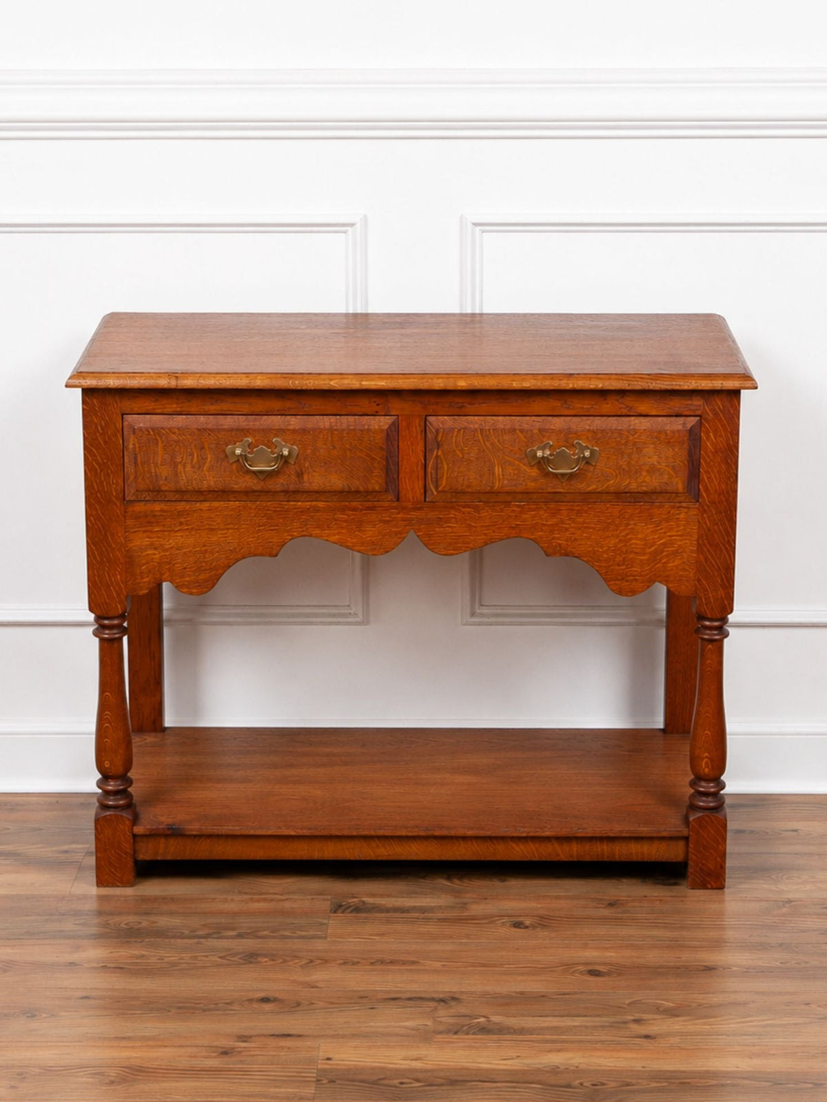 English Oak Server / Sideboard Table with Two Drawers