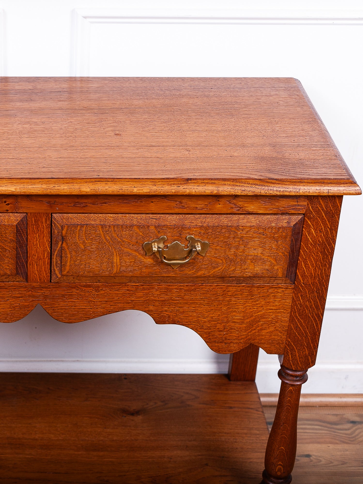 English Oak Server / Sideboard Table with Two Drawers