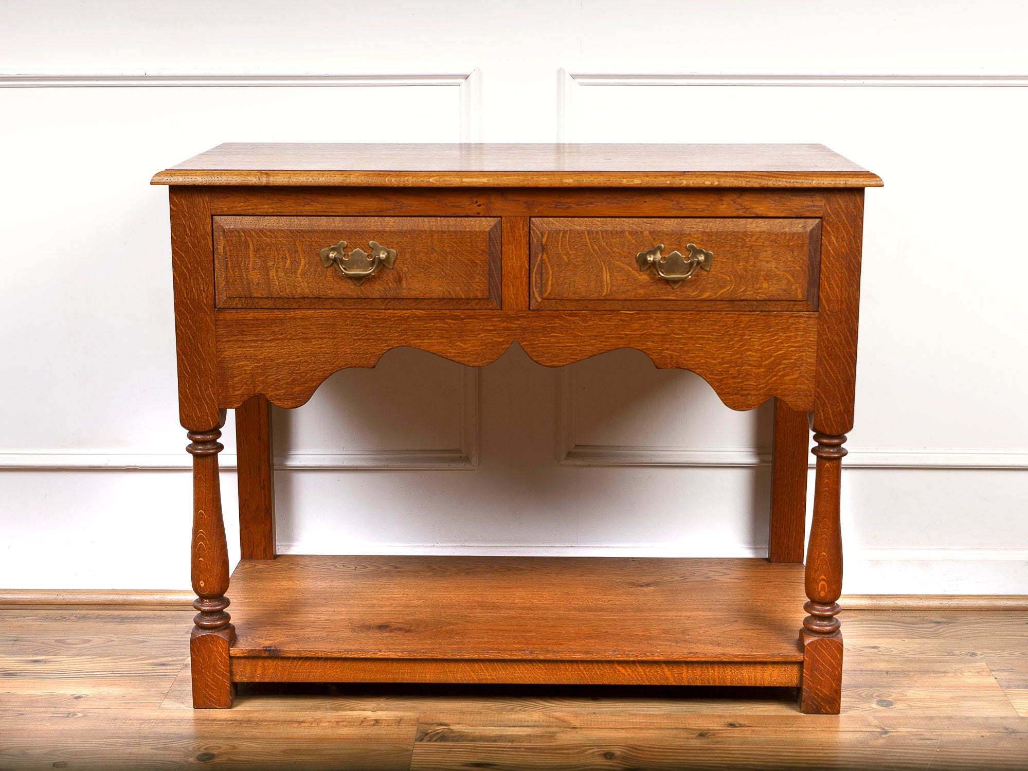 English Oak Server / Sideboard Table with Two Drawers