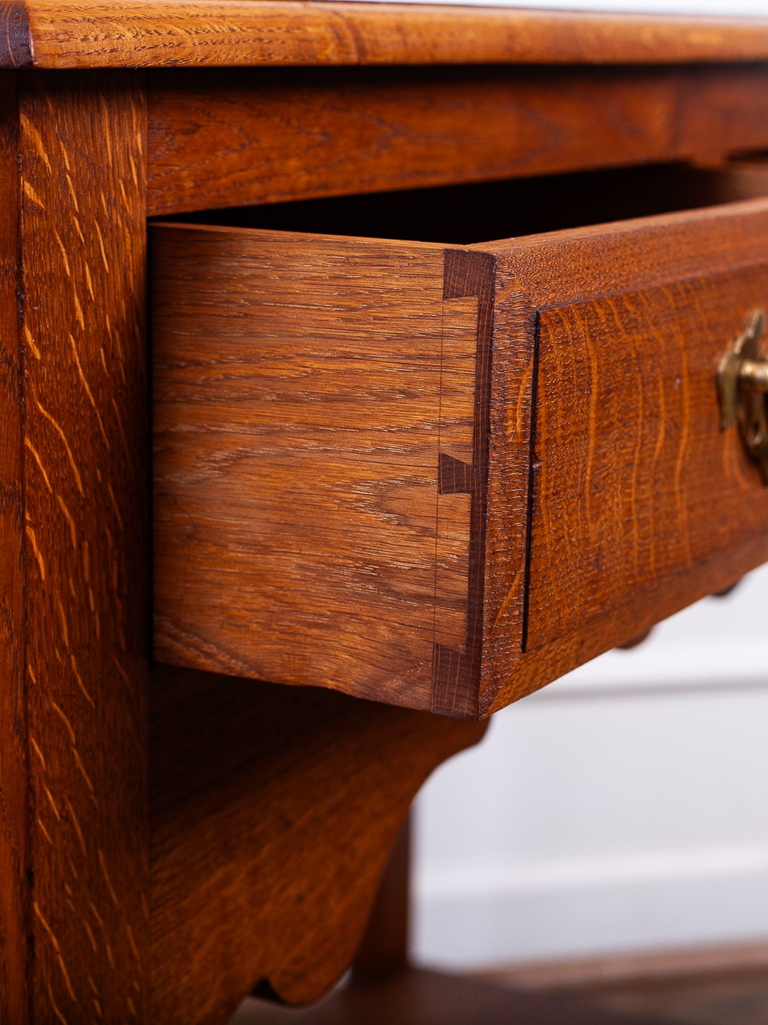 English Oak Server / Sideboard Table with Two Drawers