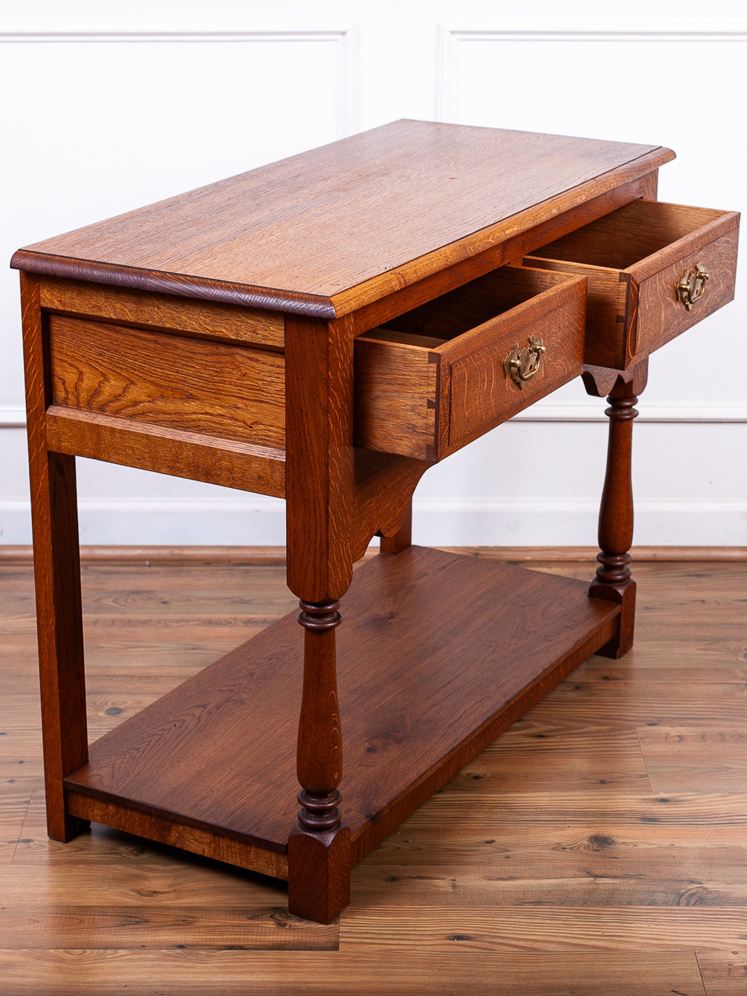 English Oak Server / Sideboard Table with Two Drawers