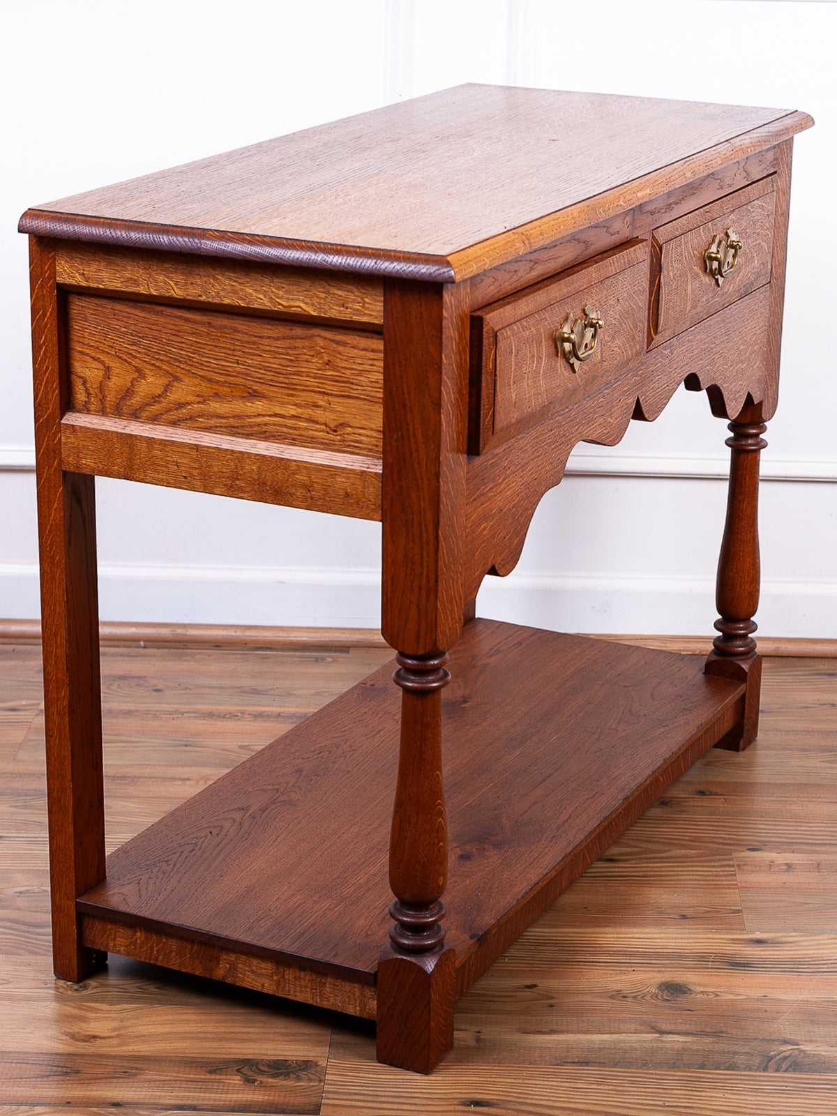English Oak Server / Sideboard Table with Two Drawers