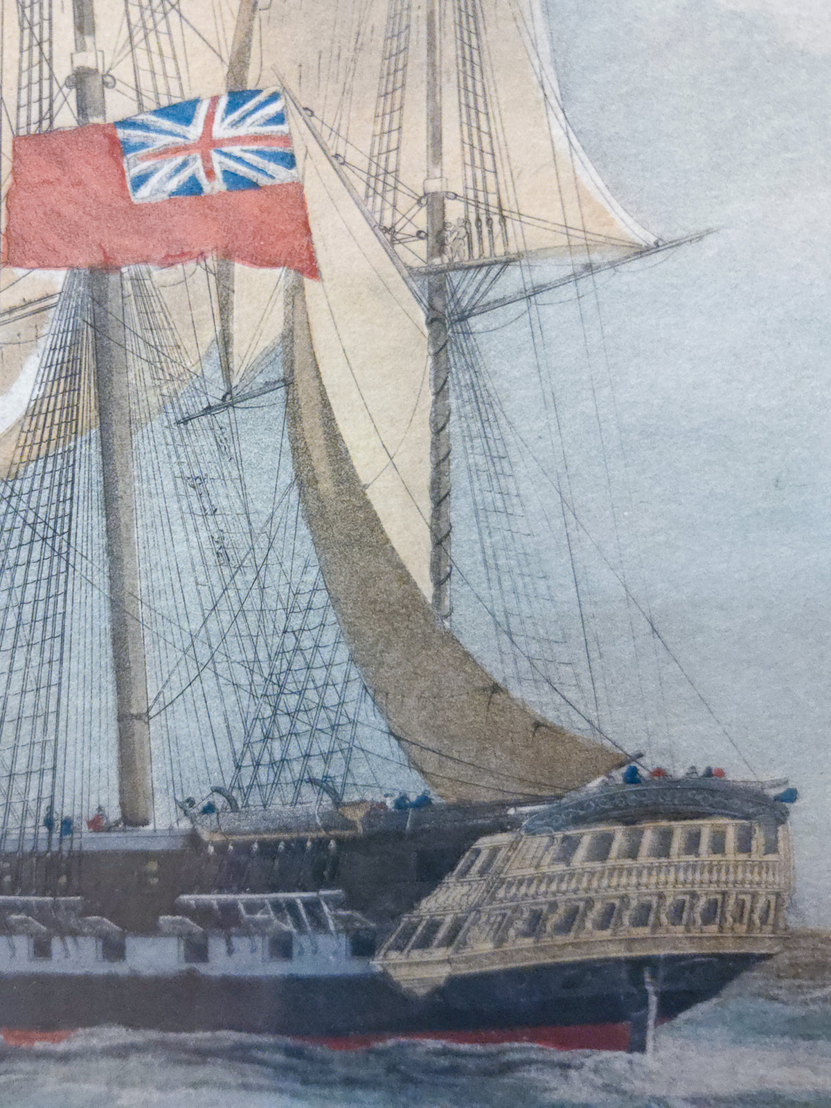 Antique 1834 Hand-Colored Maritime Aquatint – H.C.S. MacQueen off the Start – William John Higgins