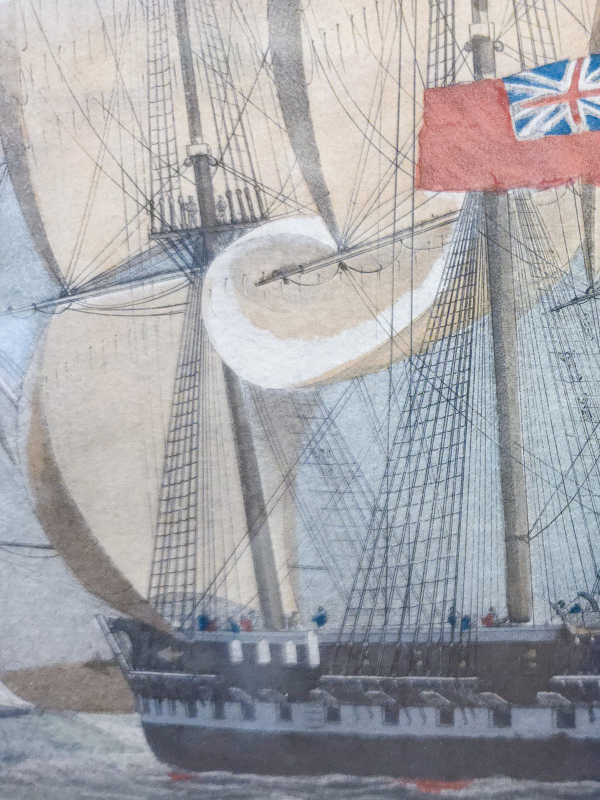 Antique 1834 Hand-Colored Maritime Aquatint – H.C.S. MacQueen off the Start – William John Higgins