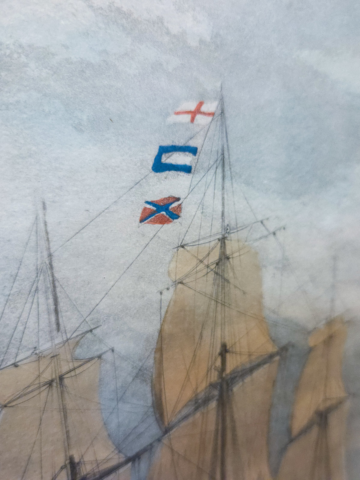 Antique 1834 Hand-Colored Maritime Aquatint – H.C.S. MacQueen off the Start – William John Higgins