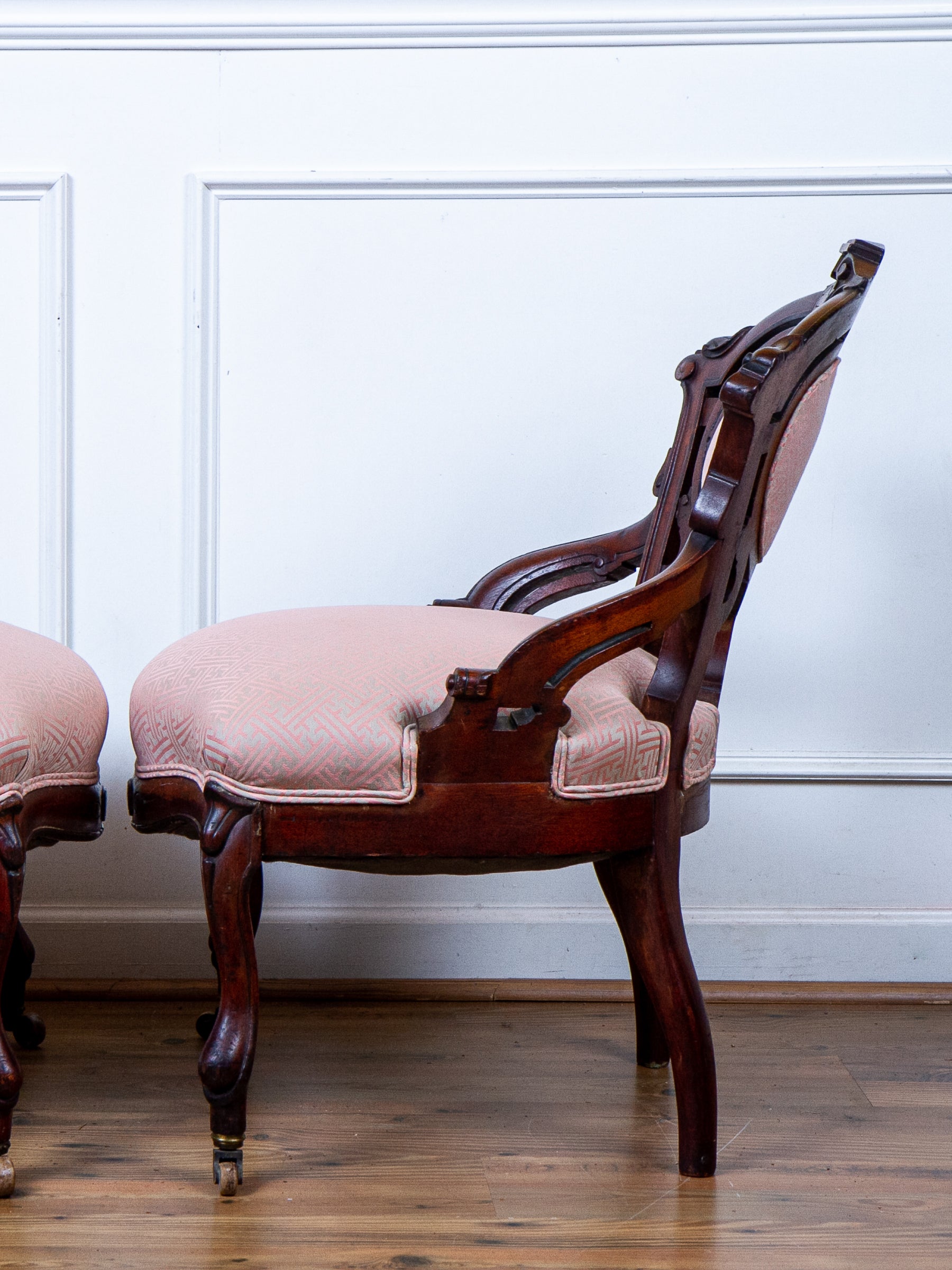 Pair of Antique Victorian Renaissance Revival Walnut Parlor Chairs