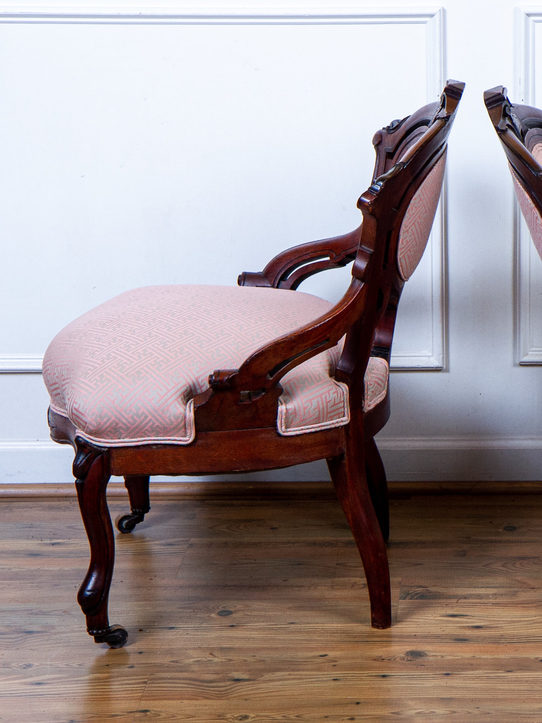 Pair of Antique Victorian Renaissance Revival Walnut Parlor Chairs