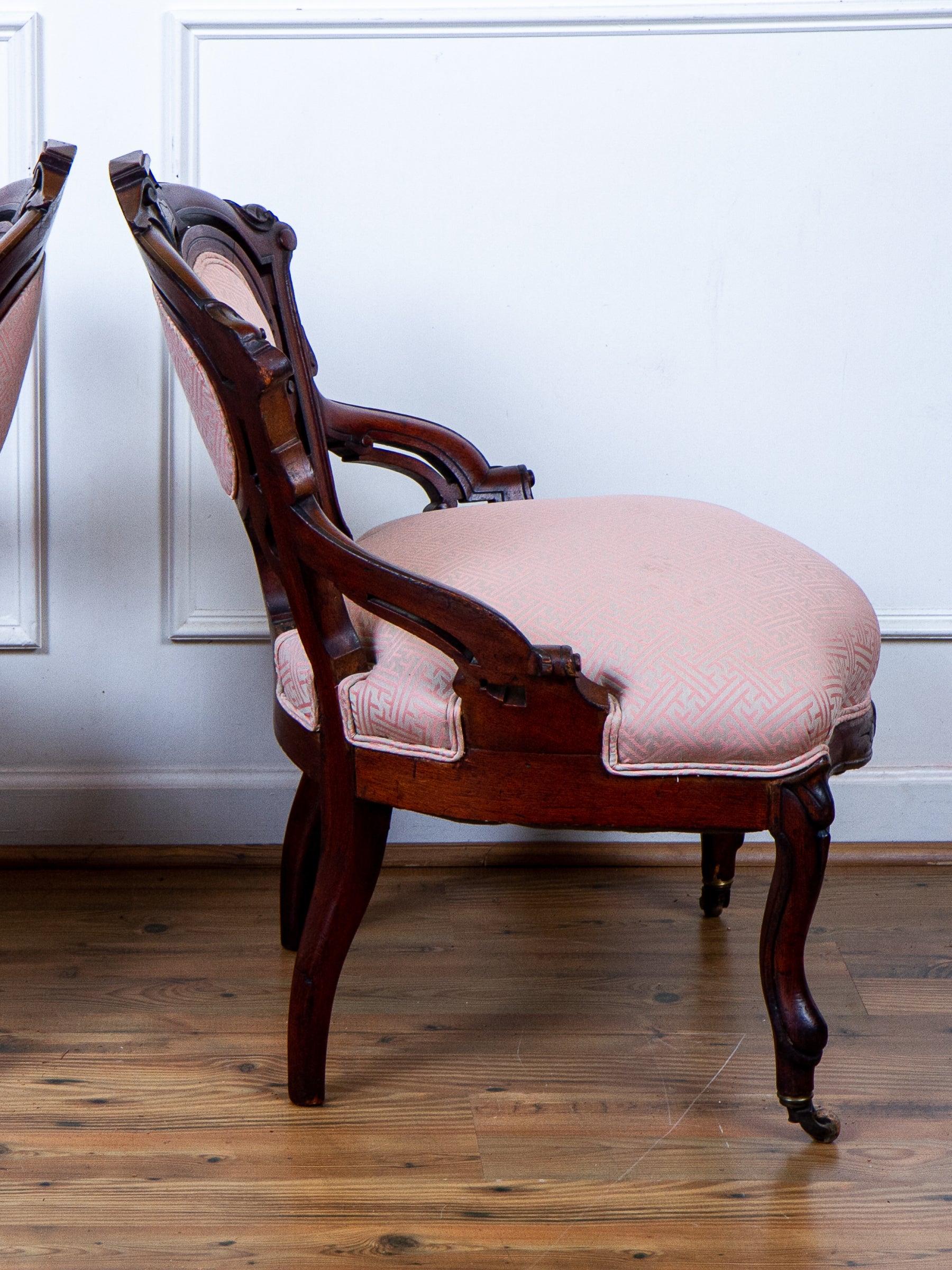 Pair of Antique Victorian Renaissance Revival Walnut Parlor Chairs
