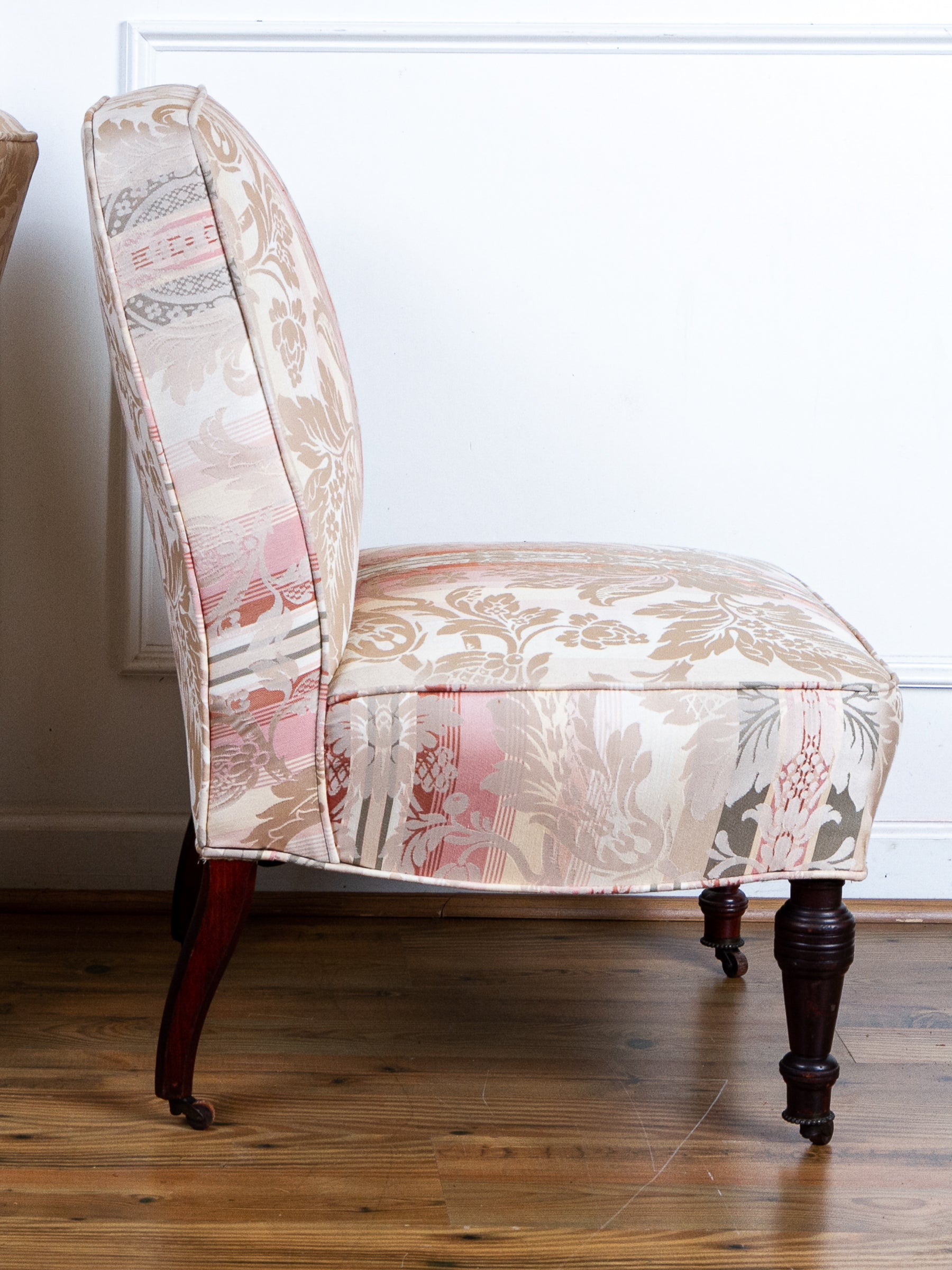 Pair of Antique Victorian Low Profile Bedroom or Parlor Chairs C.1880