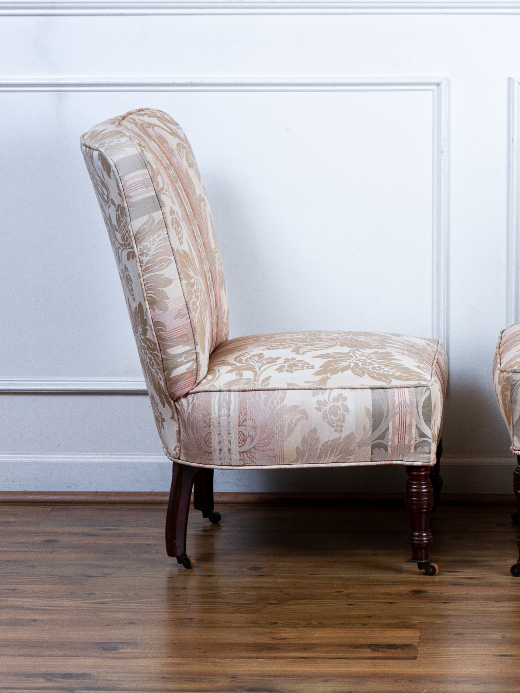 Pair of Antique Victorian Low Profile Bedroom or Parlor Chairs C.1880