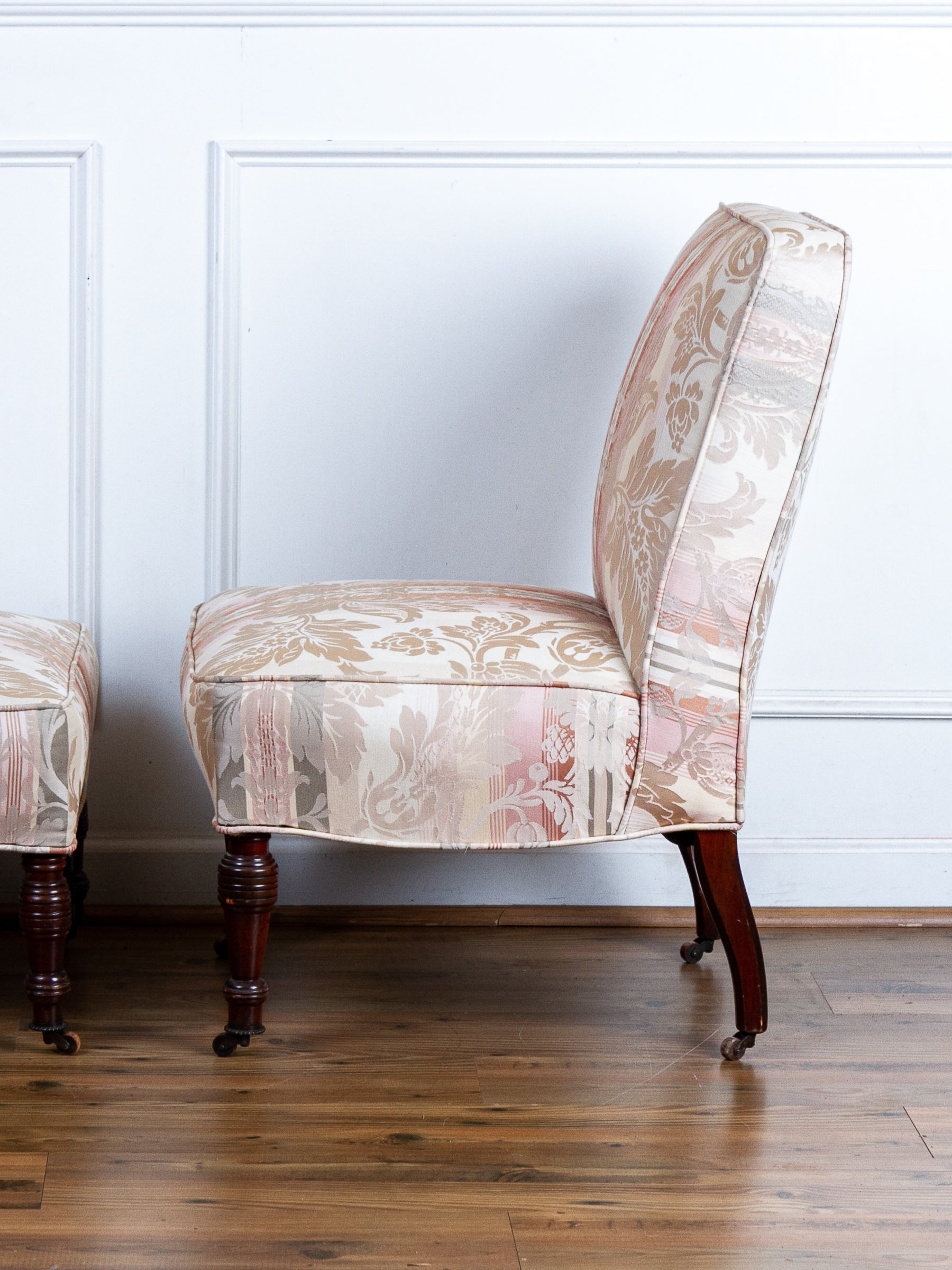 Pair of Antique Victorian Low Profile Bedroom or Parlor Chairs C.1880
