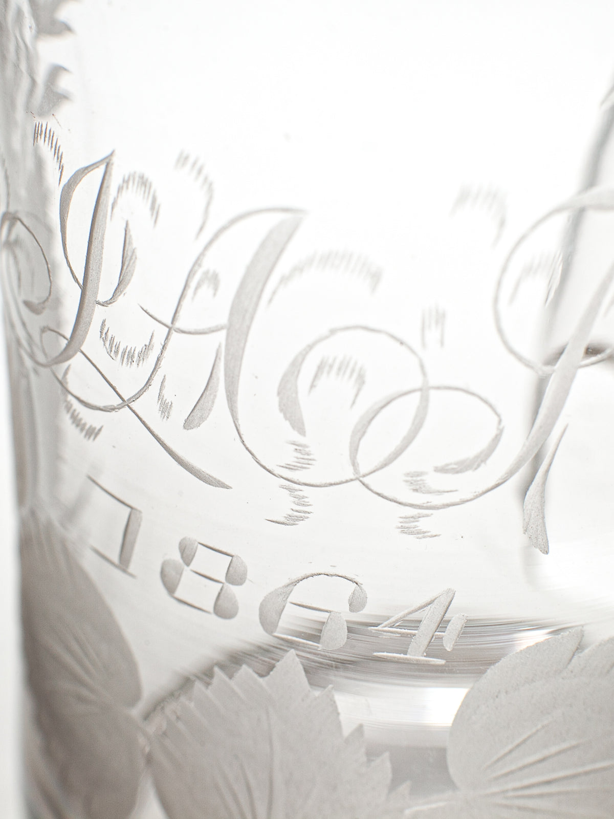 English Victorian Blown Glass Tankard, Monogrammed &amp; Dated 1864