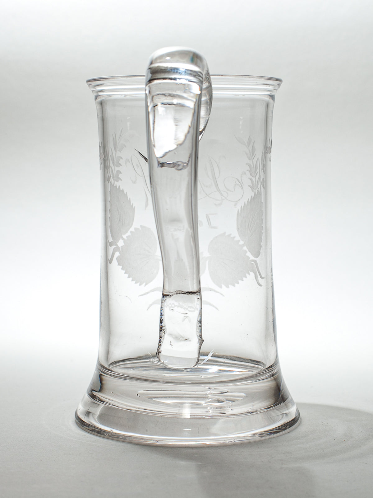 English Victorian Blown Glass Tankard, Monogrammed &amp; Dated 1864