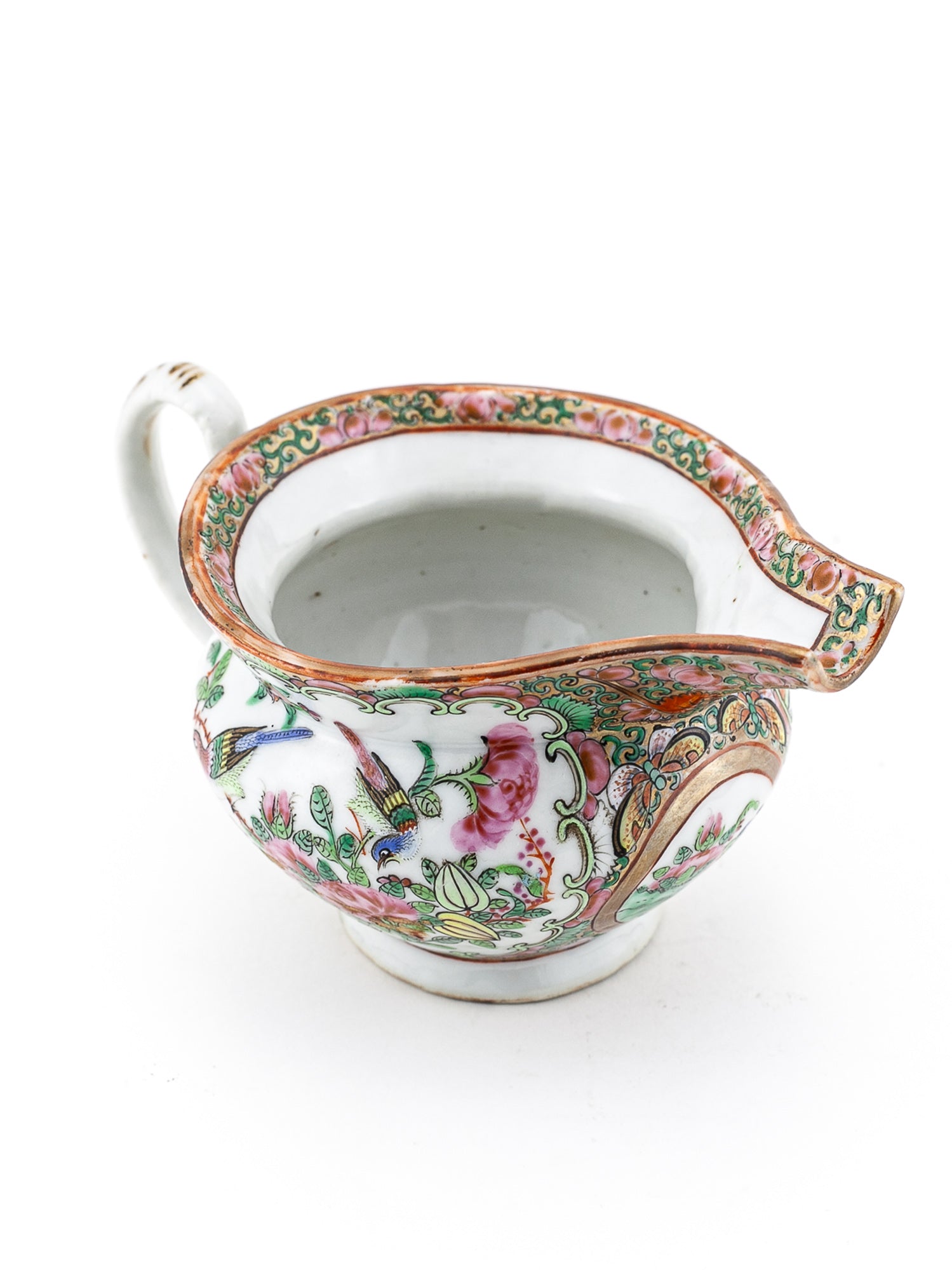 Antique 19th Century Chinese Famille Rose Hog Nose Spout Jug