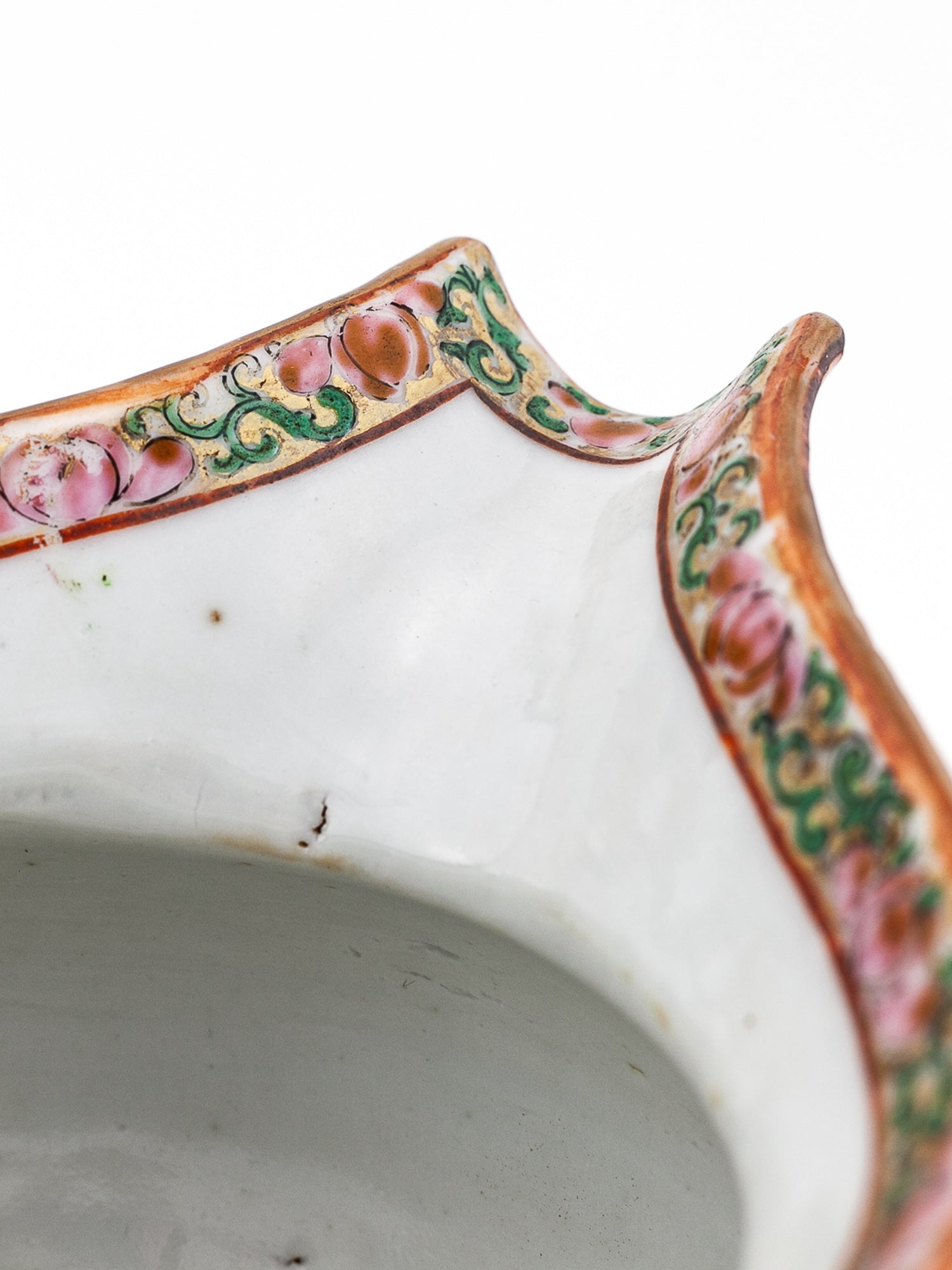 Antique 19th Century Chinese Famille Rose Hog Nose Spout Jug