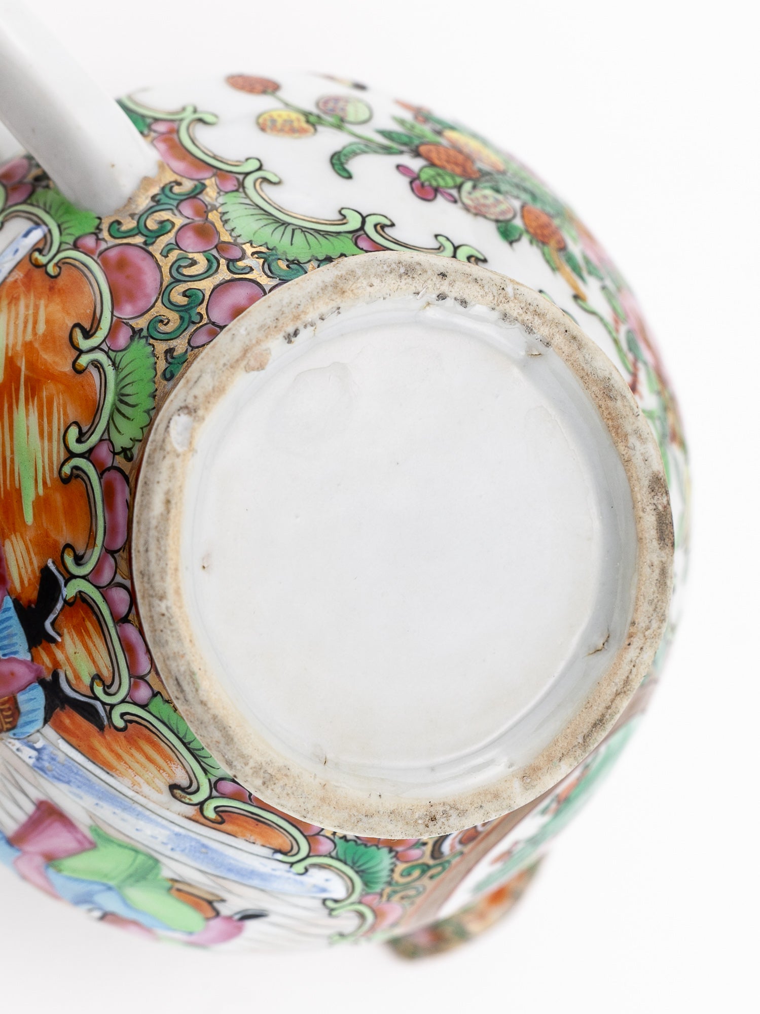 Antique 19th Century Chinese Famille Rose Hog Nose Spout Jug