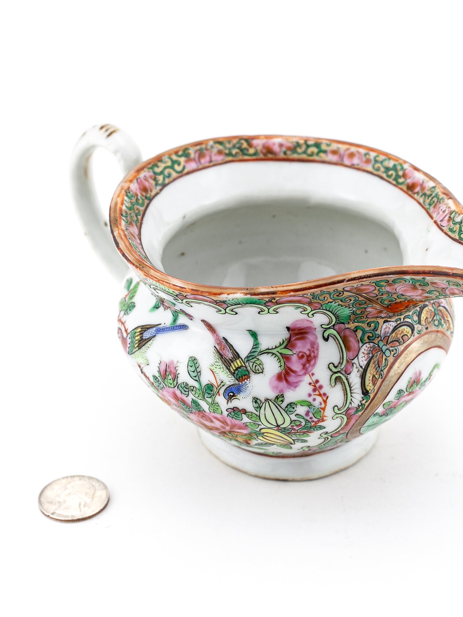 Antique 19th Century Chinese Famille Rose Hog Nose Spout Jug