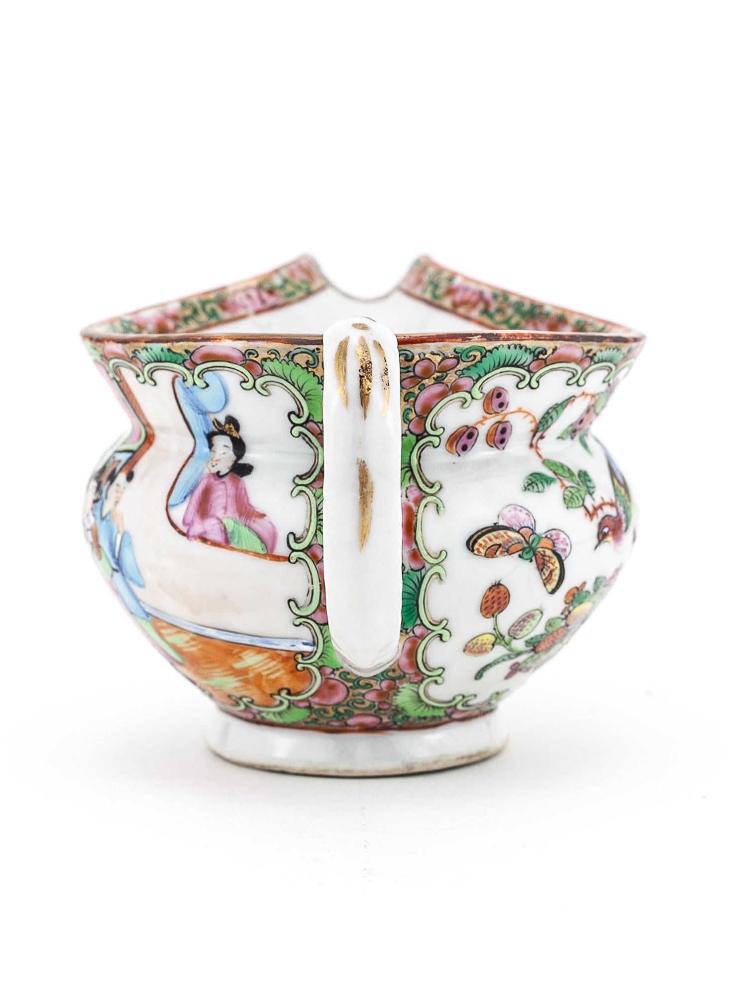Antique 19th Century Chinese Famille Rose Hog Nose Spout Jug