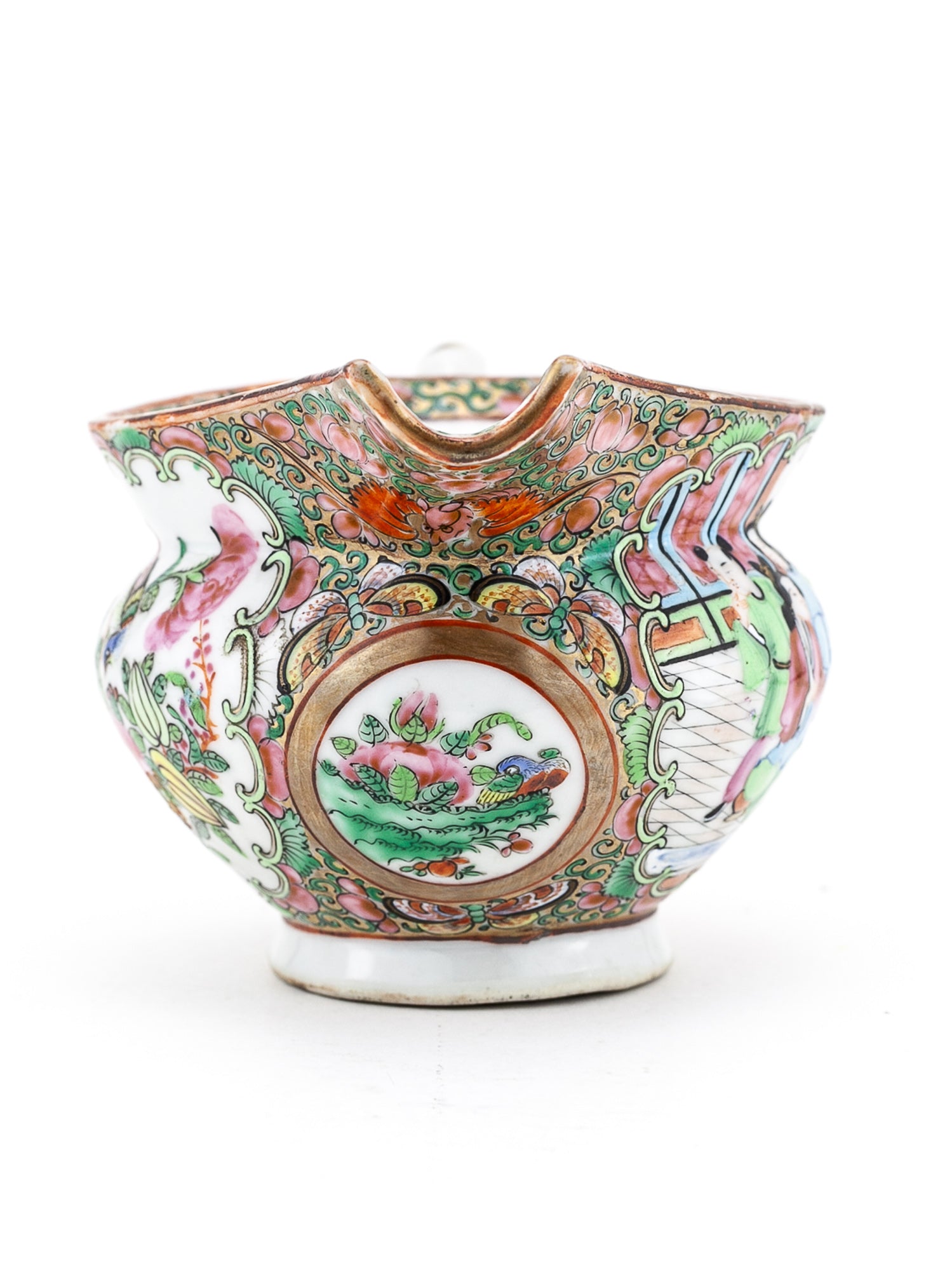 Antique 19th Century Chinese Famille Rose Hog Nose Spout Jug