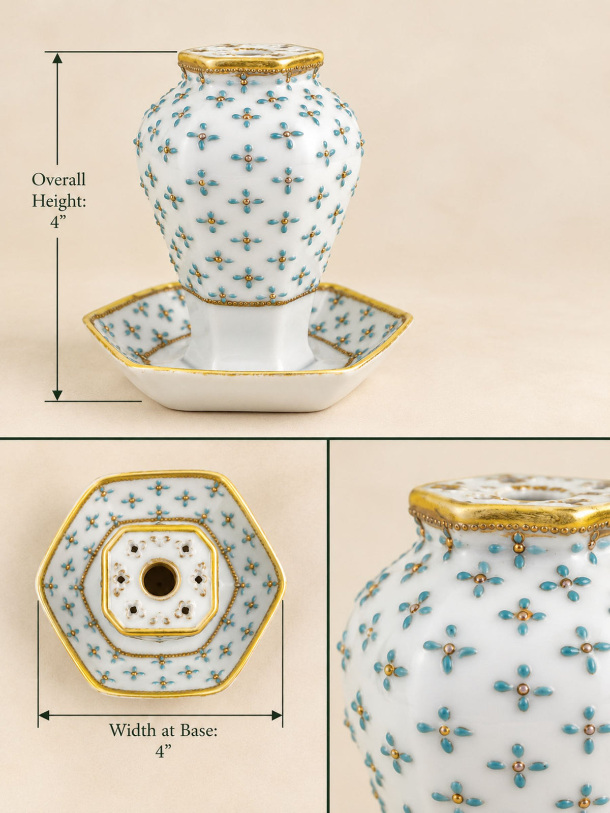 Antique Nippon Hand Painted Porcelain Hat Pin Holder – Morimura Era Japanese Vanity Accessory