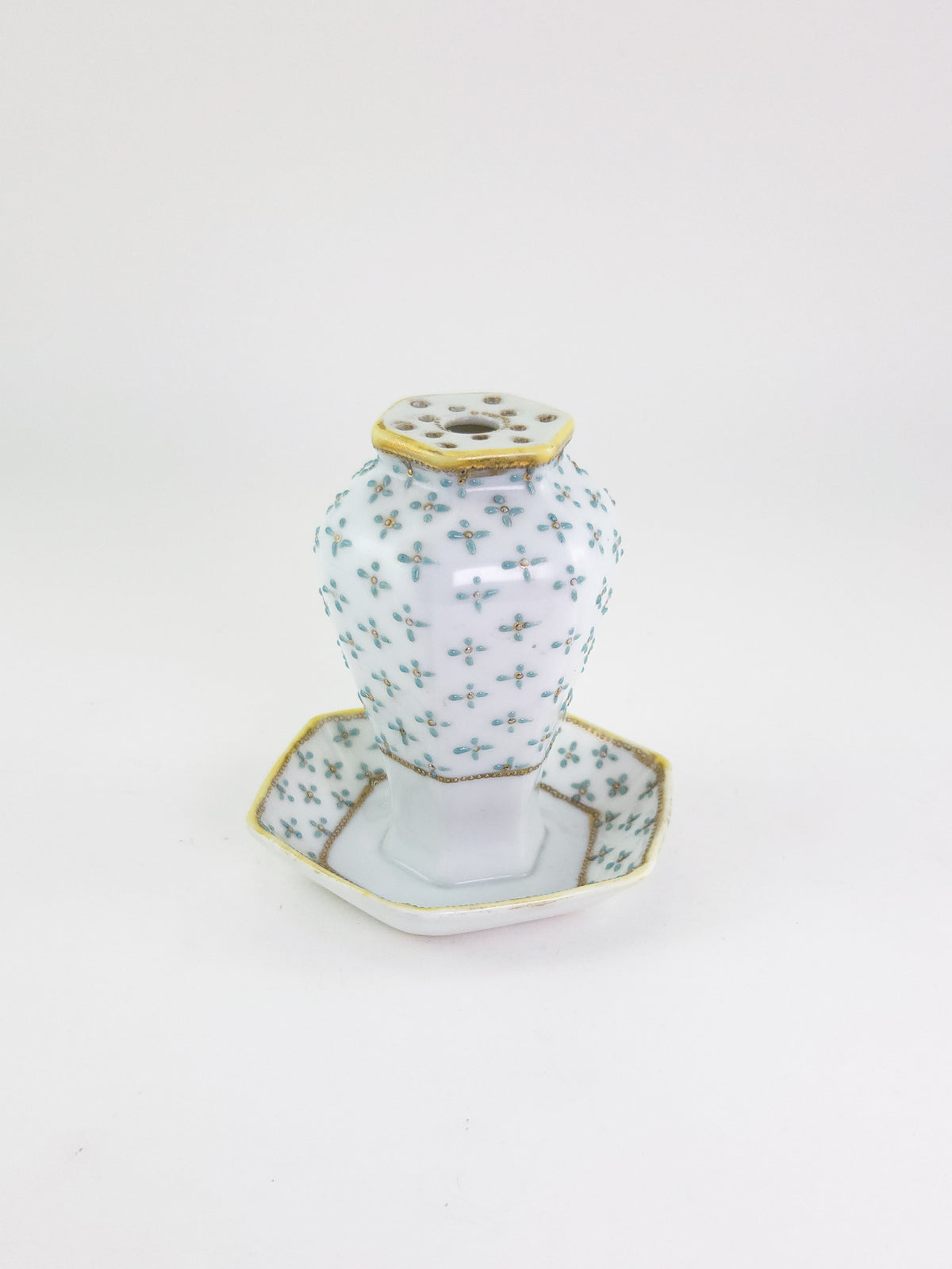 Antique Nippon Hand Painted Porcelain Hat Pin Holder – Morimura Era Japanese Vanity Accessory