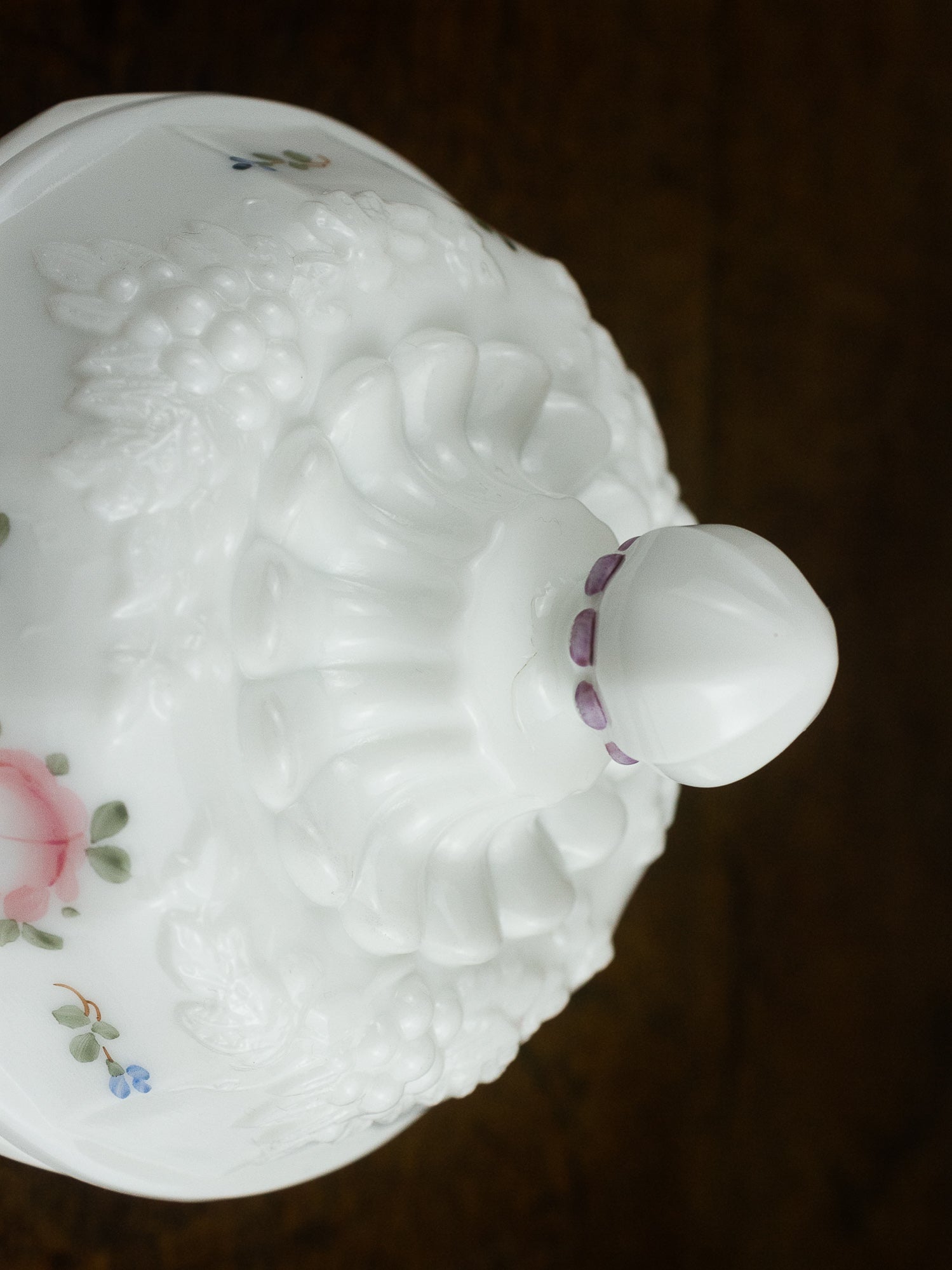 Westmoreland Hand-Painted Milk Glass Dresser Set, Circa 1950