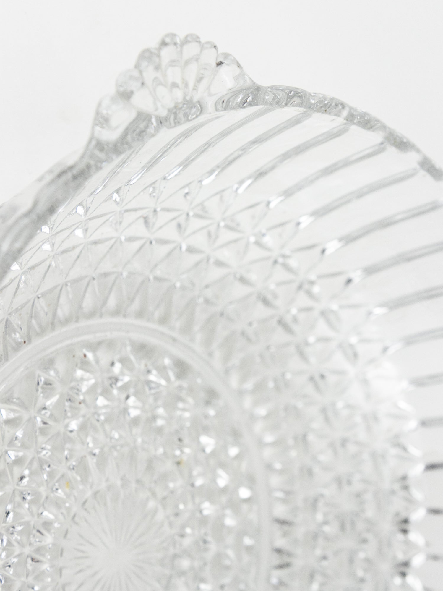 English Pressed Glass Serving Bowl with Fan Handles, Circa 1930