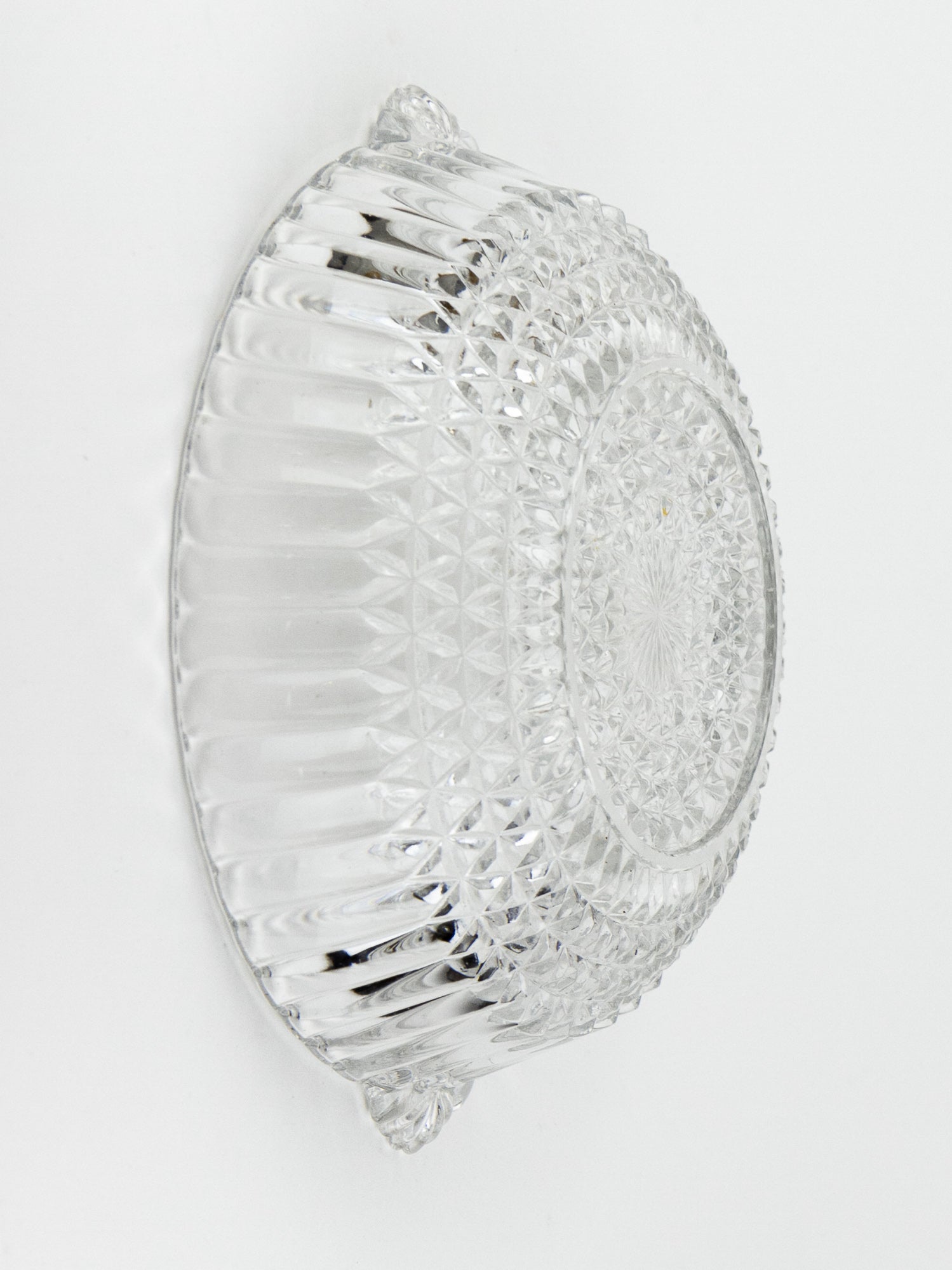 English Pressed Glass Serving Bowl with Fan Handles, Circa 1930
