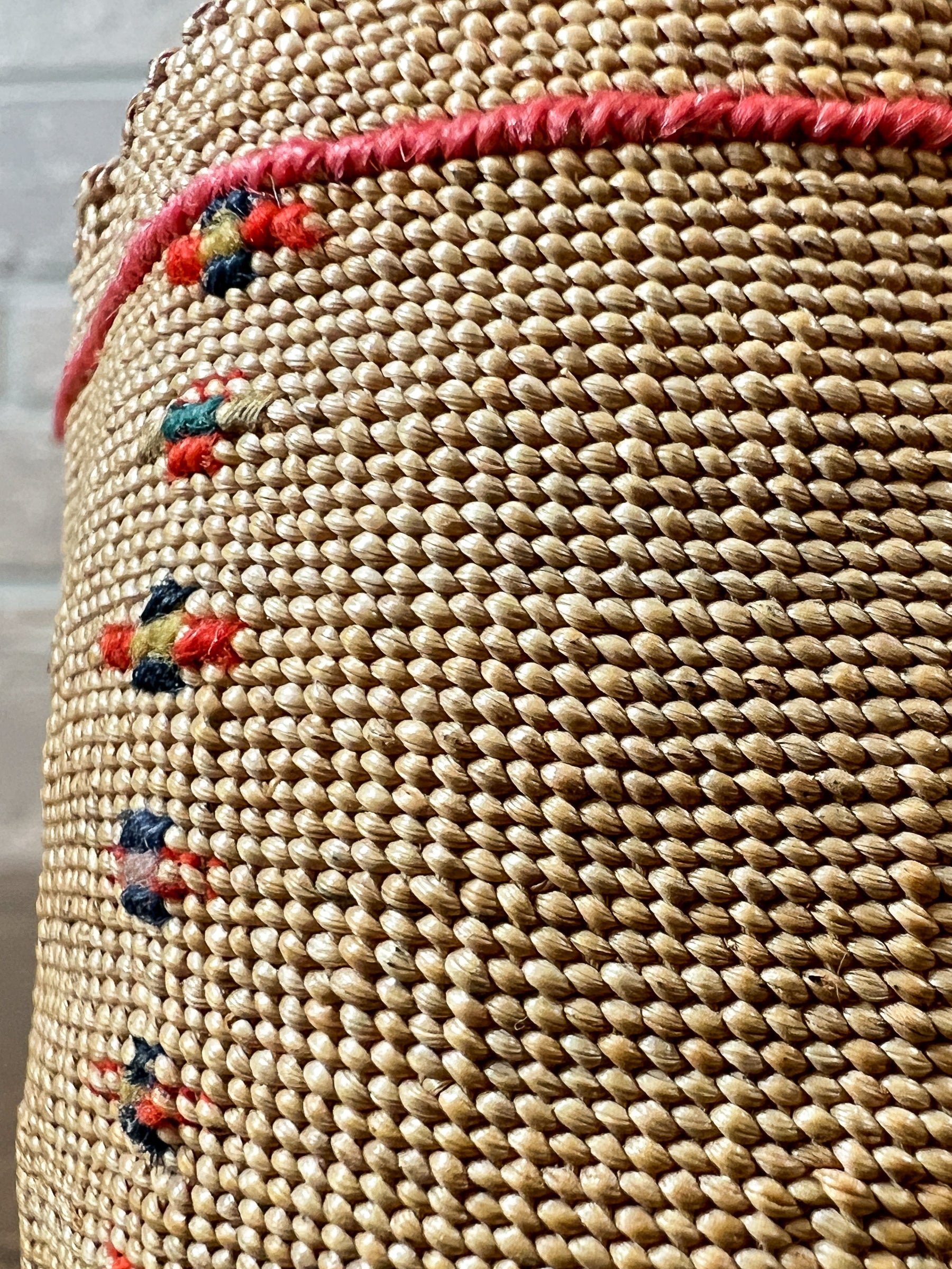 Antique Aleut Split Grass Lidded Basket, Aleutian Islands Alaska