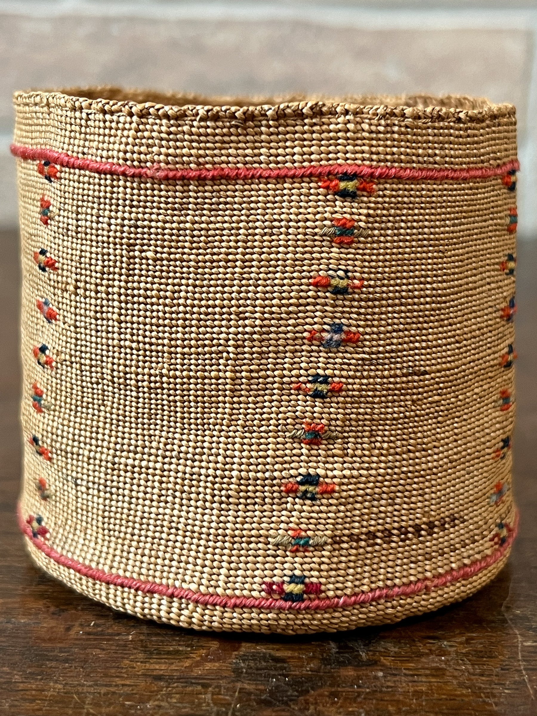 Antique Aleut Split Grass Lidded Basket, Aleutian Islands Alaska