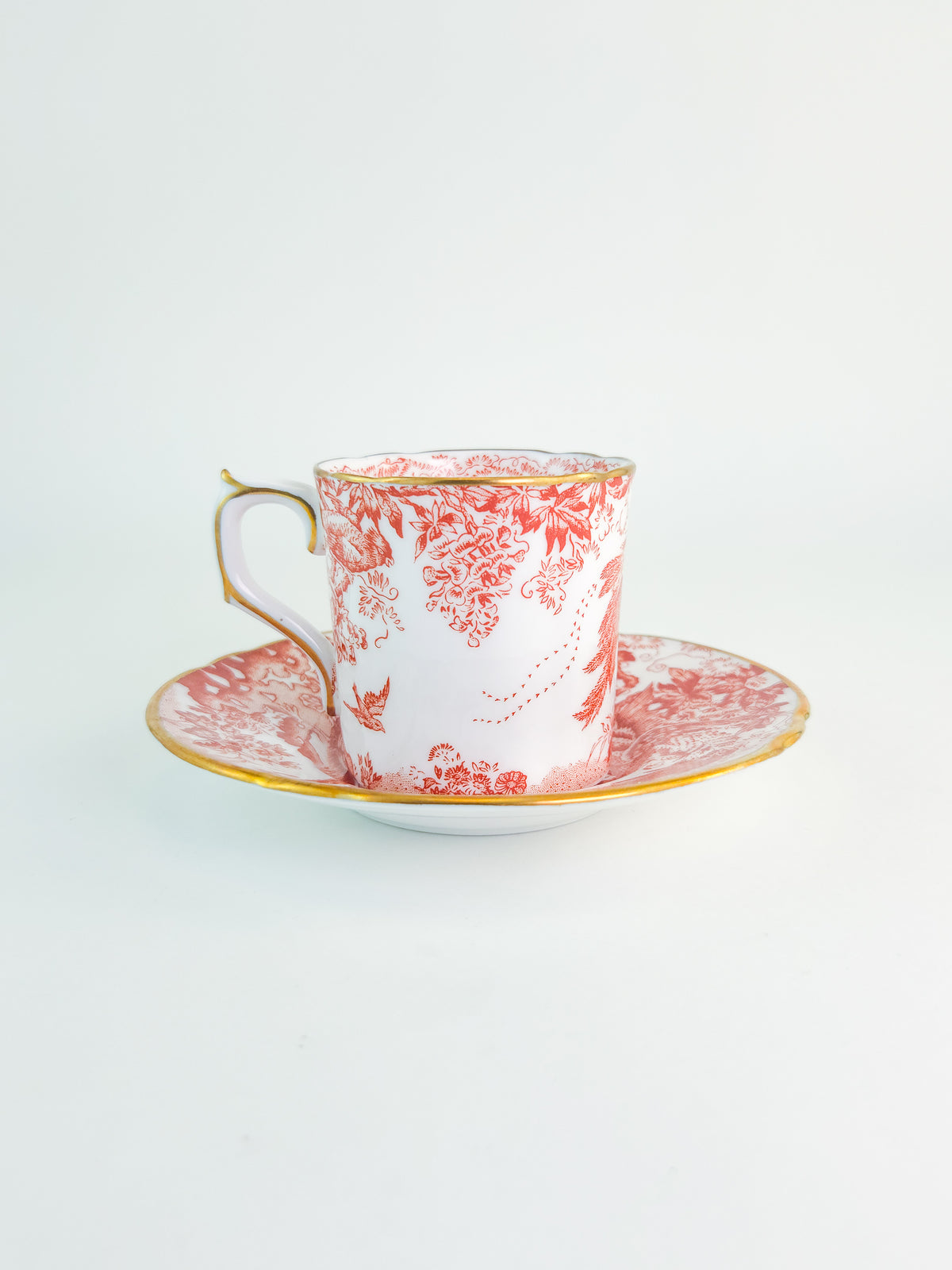 Vintage 1978 Royal Crown Derby Red Aves Bone China Cup & Saucer – England