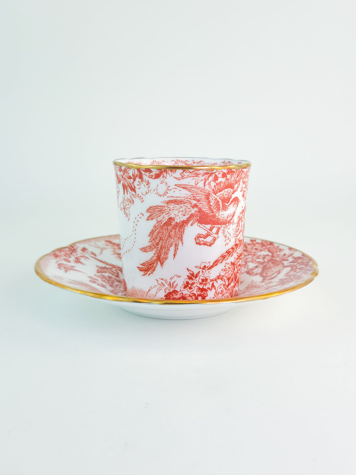 Vintage 1978 Royal Crown Derby Red Aves Bone China Cup & Saucer – England