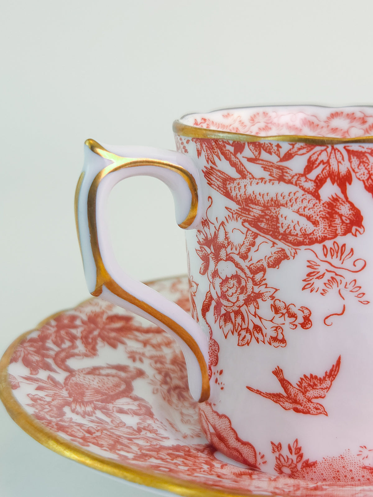 Vintage 1978 Royal Crown Derby Red Aves Bone China Cup & Saucer – England