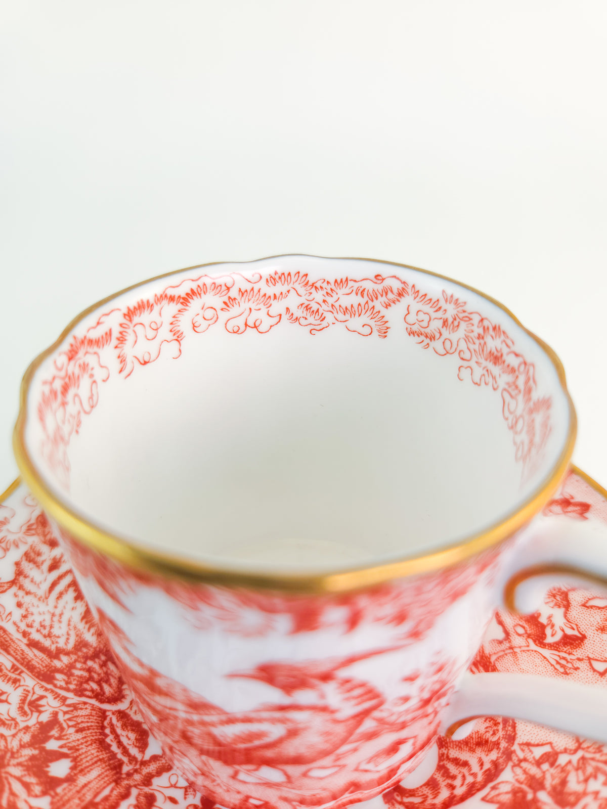 Vintage 1978 Royal Crown Derby Red Aves Bone China Cup & Saucer – England