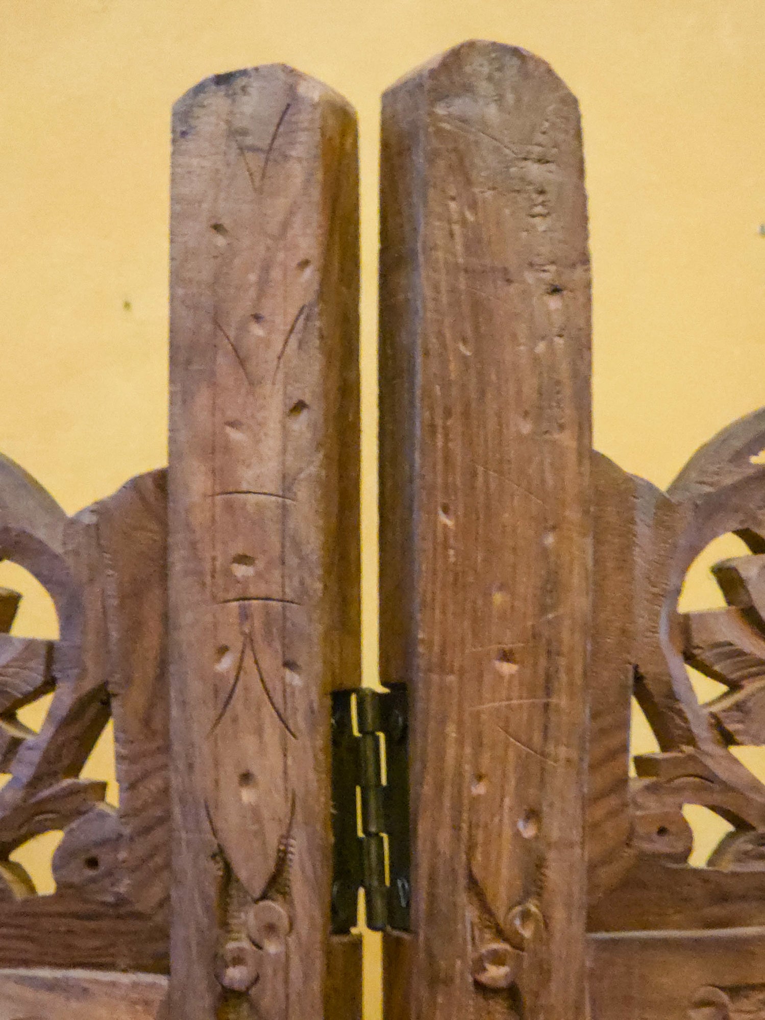 Vintage Hand Carved Teak 4 Panel Room Divider Screen