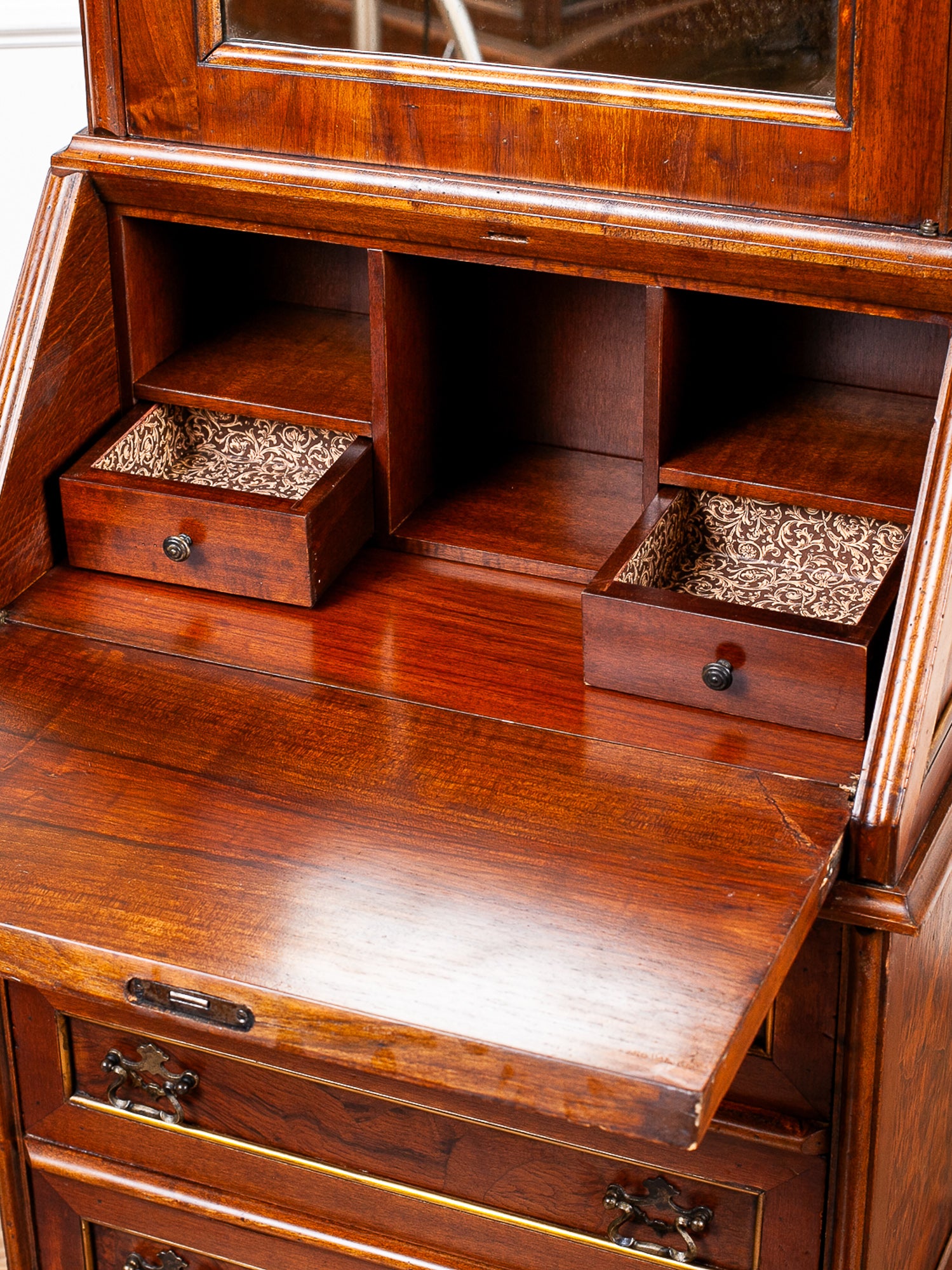 Italian Gentleman's Dresser with Secretary Desk and Mirror