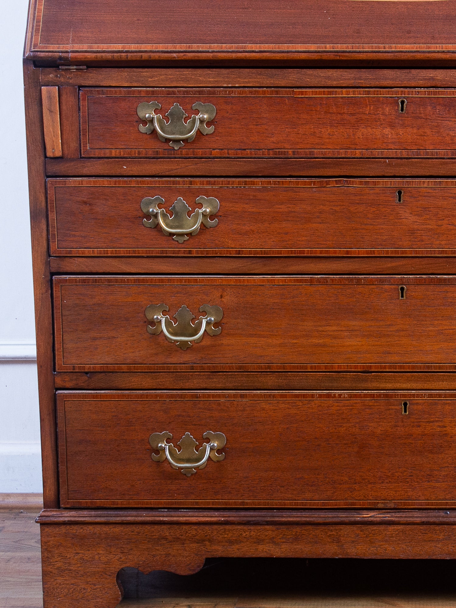 Edwardian Inlaid Mahogany Secretary Bookcase