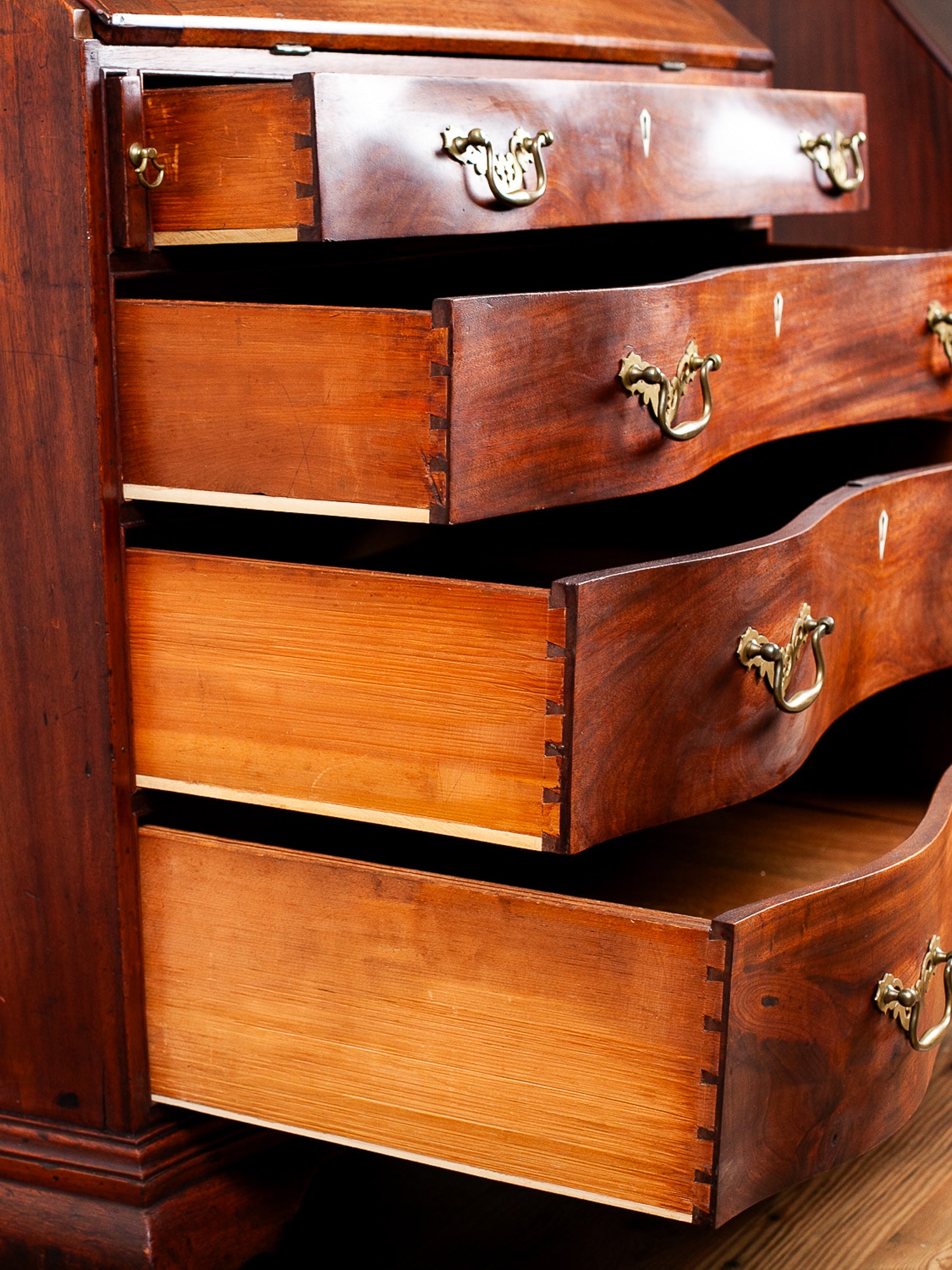 Early 19th Century American Chippendale Mahogany Slant-Front Desk, Dated 1804