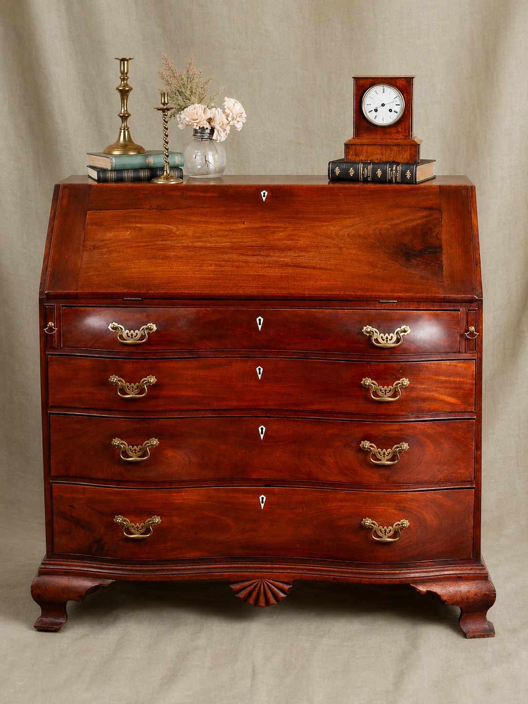 Early 19th Century American Chippendale Mahogany Slant-Front Desk, Dated 1804