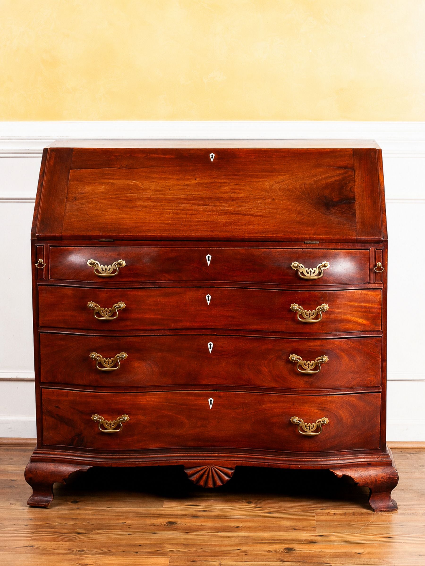 Early 19th Century American Chippendale Mahogany Slant-Front Desk, Dated 1804
