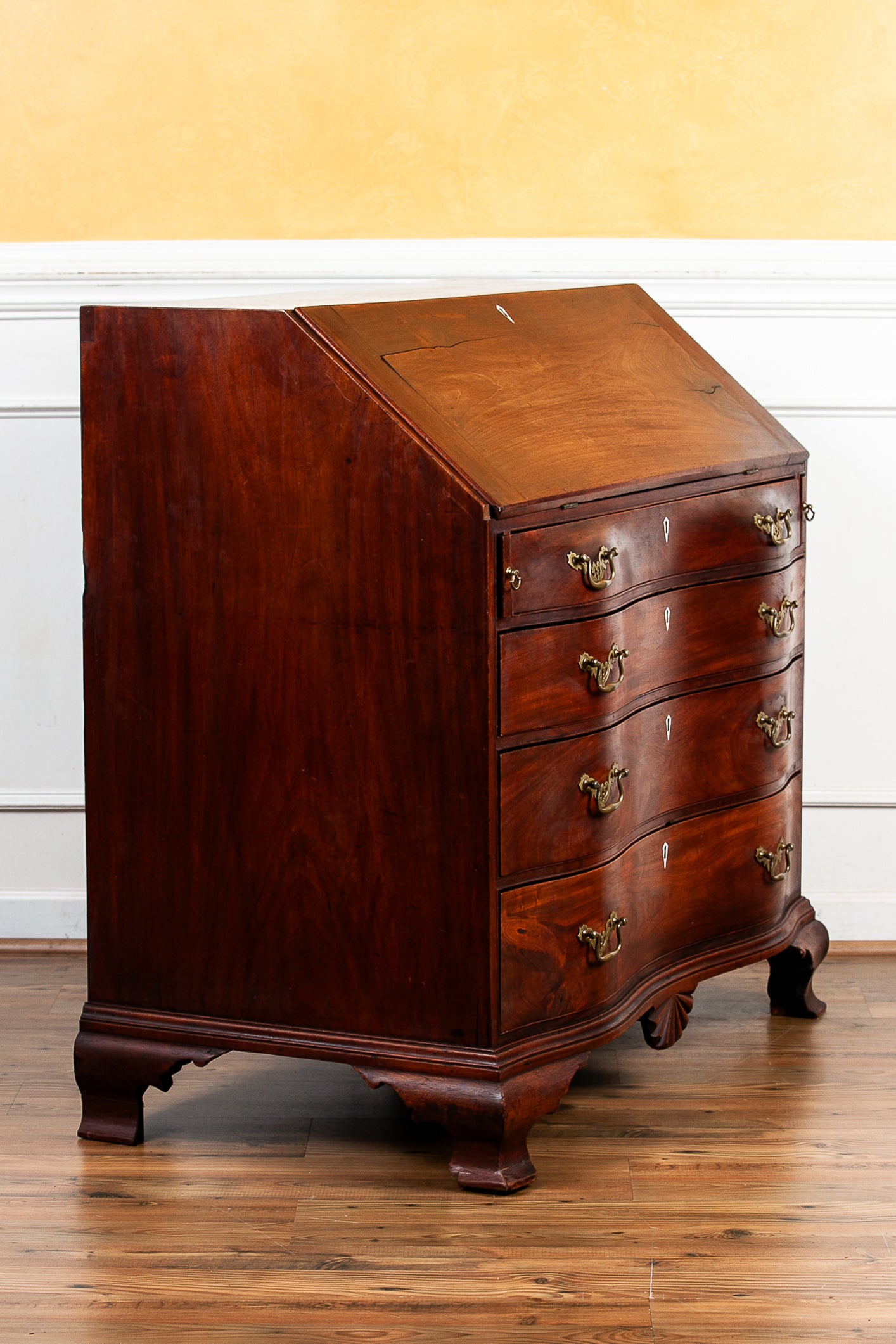 Early 19th Century American Chippendale Mahogany Slant-Front Desk, Dated 1804