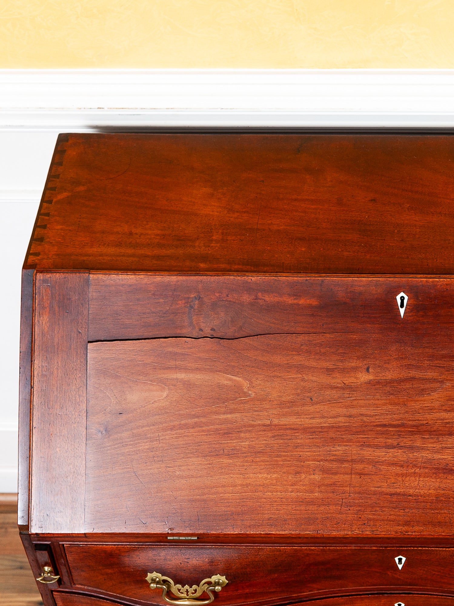 Early 19th Century American Chippendale Mahogany Slant-Front Desk, Dated 1804